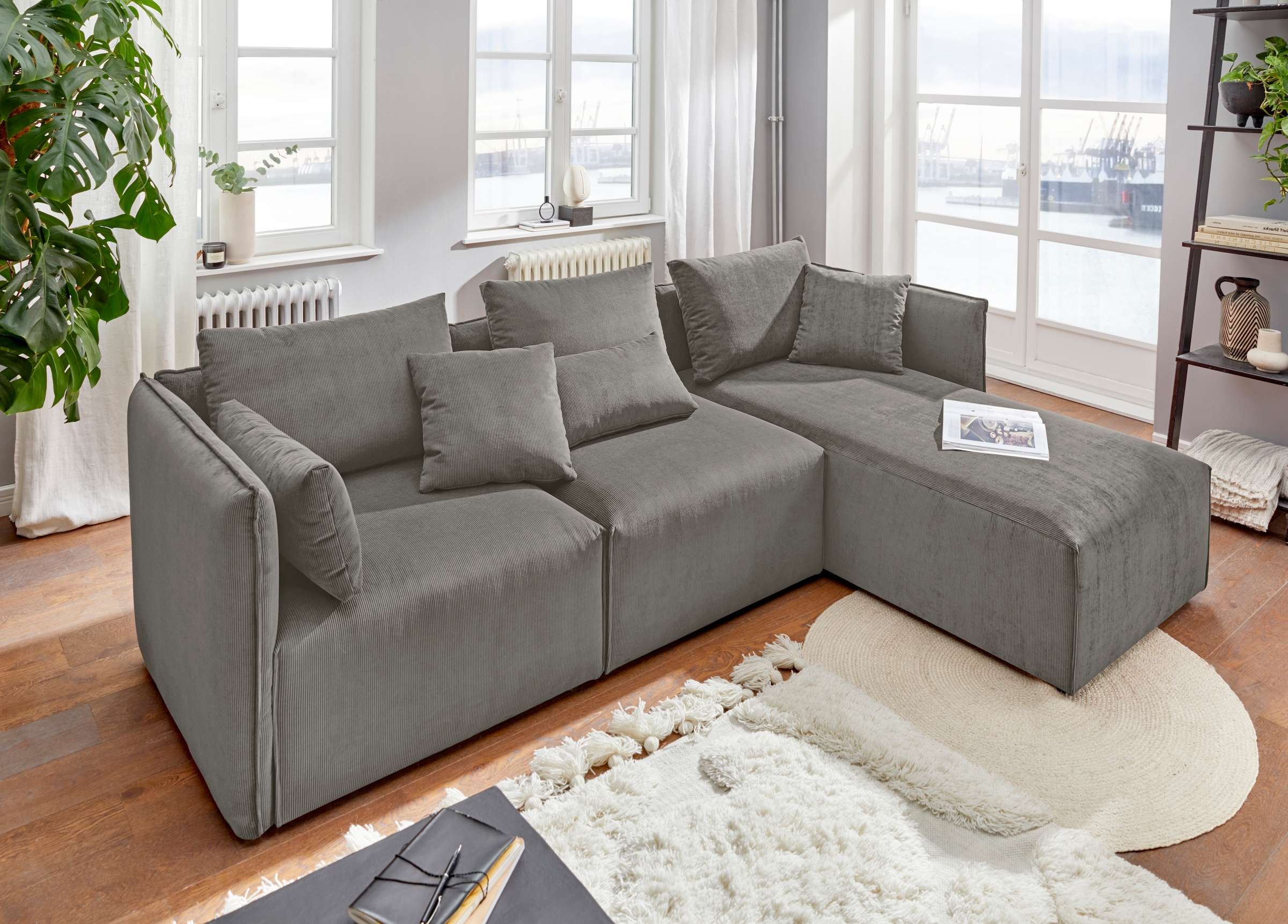 elbgestoeber Ecksofa »Elbdock«, (3 St.), zusammengesetzt aus Modulen, in vielen Bezugsqualitäten und Farben