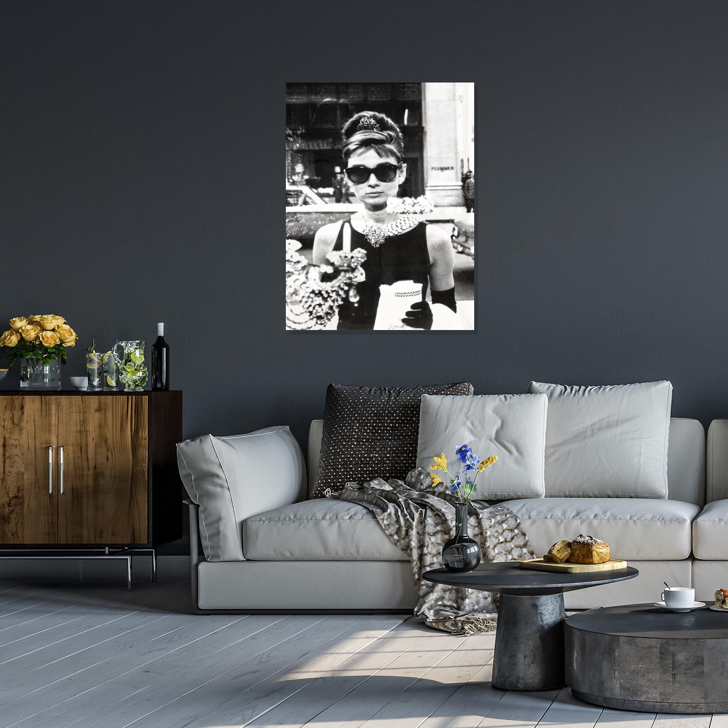 Image of queence Acrylglasbild "Audrey Hepburn" Fenster & Türen Film Filmfiguren Filmszene Foto Frau Portrait Schwarz-Weiss Stars Fine Art-Print in Galeriequalität