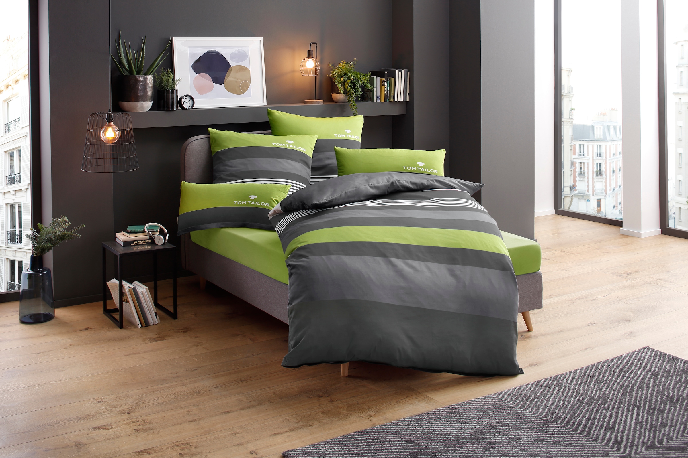 TOM TAILOR HOME Bettwäsche »Carl in Gr. 135x200 oder 155x220 cm«, mit GRATIS-Zugabe: Spannbettlaken, 100% Baumwolle, mit Reissverschluss