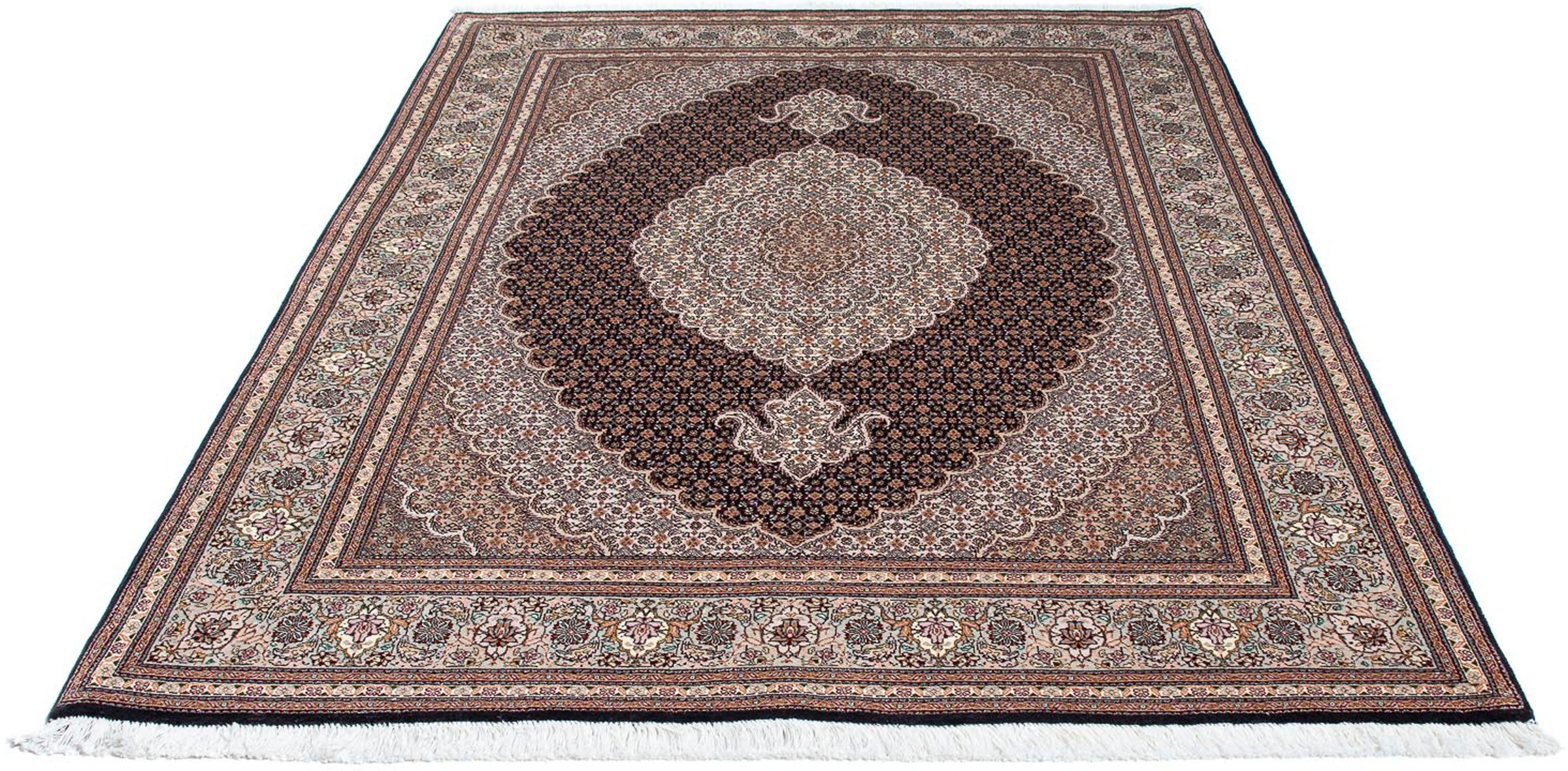 Image of morgenland Orientteppich »Perser - Täbriz - 206 x 149 cm - hellbraun«, rechteckig, 10 mm Höhe, Wohnzimmer, Handgeknüpft, Einzelstück mit Zertifikat bei Ackermann Versand Schweiz