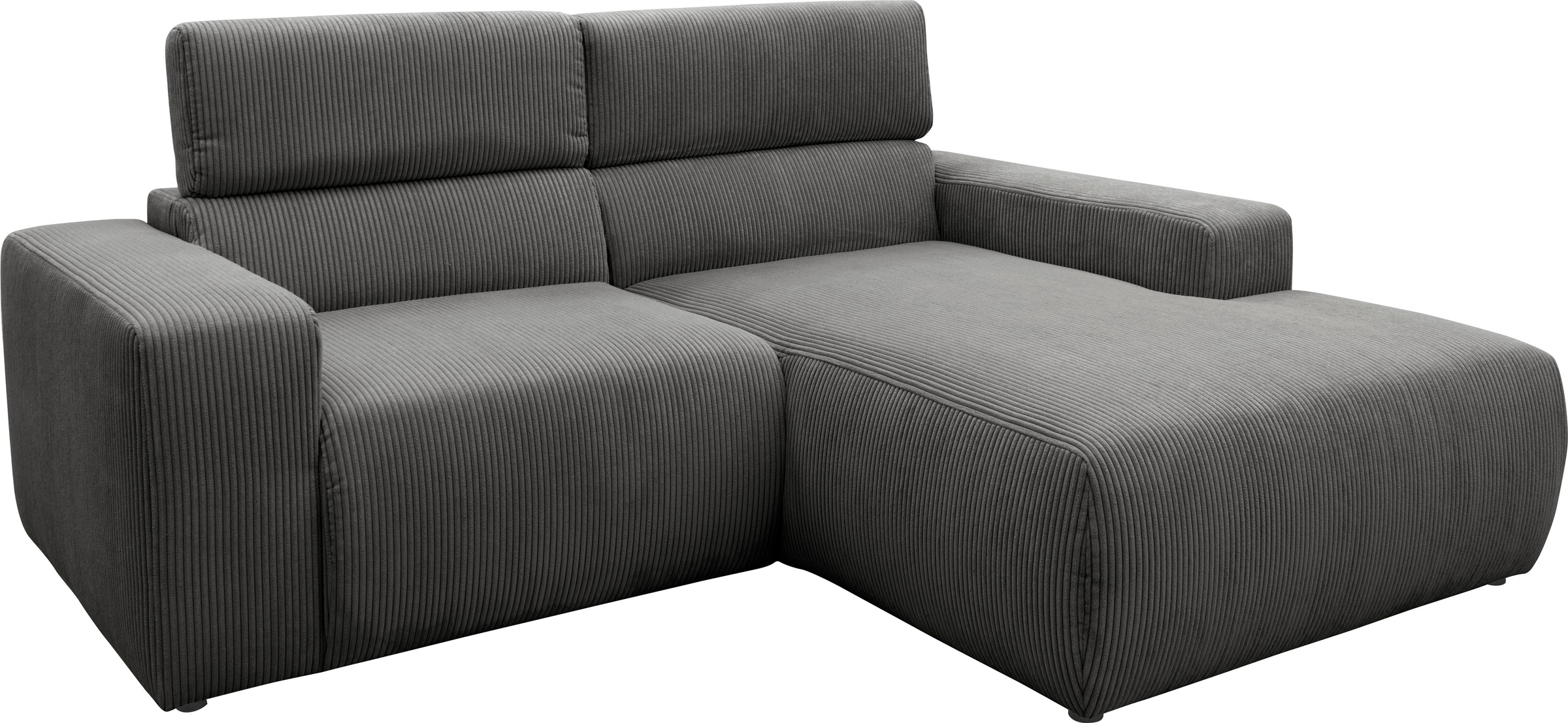 DOMO collection Ecksofa »Brandon B/T: 214/175 cm, belastbar bis 140kg/ Sitz, L-Form«, Cord, grau