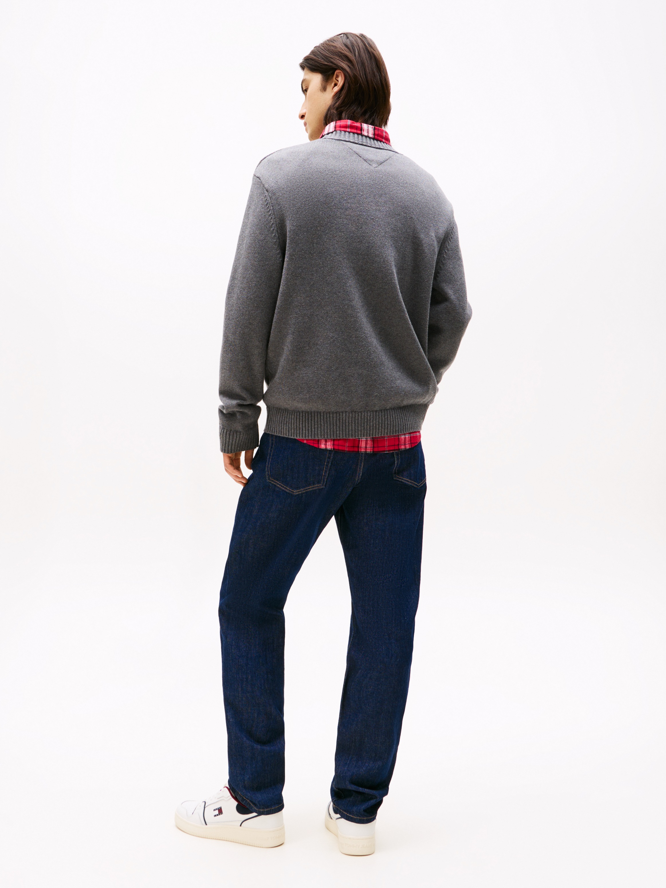 Tommy Jeans Strickpullover »TJM MELANGE FLAG SWEATER«, Regular Fit, Rundhals