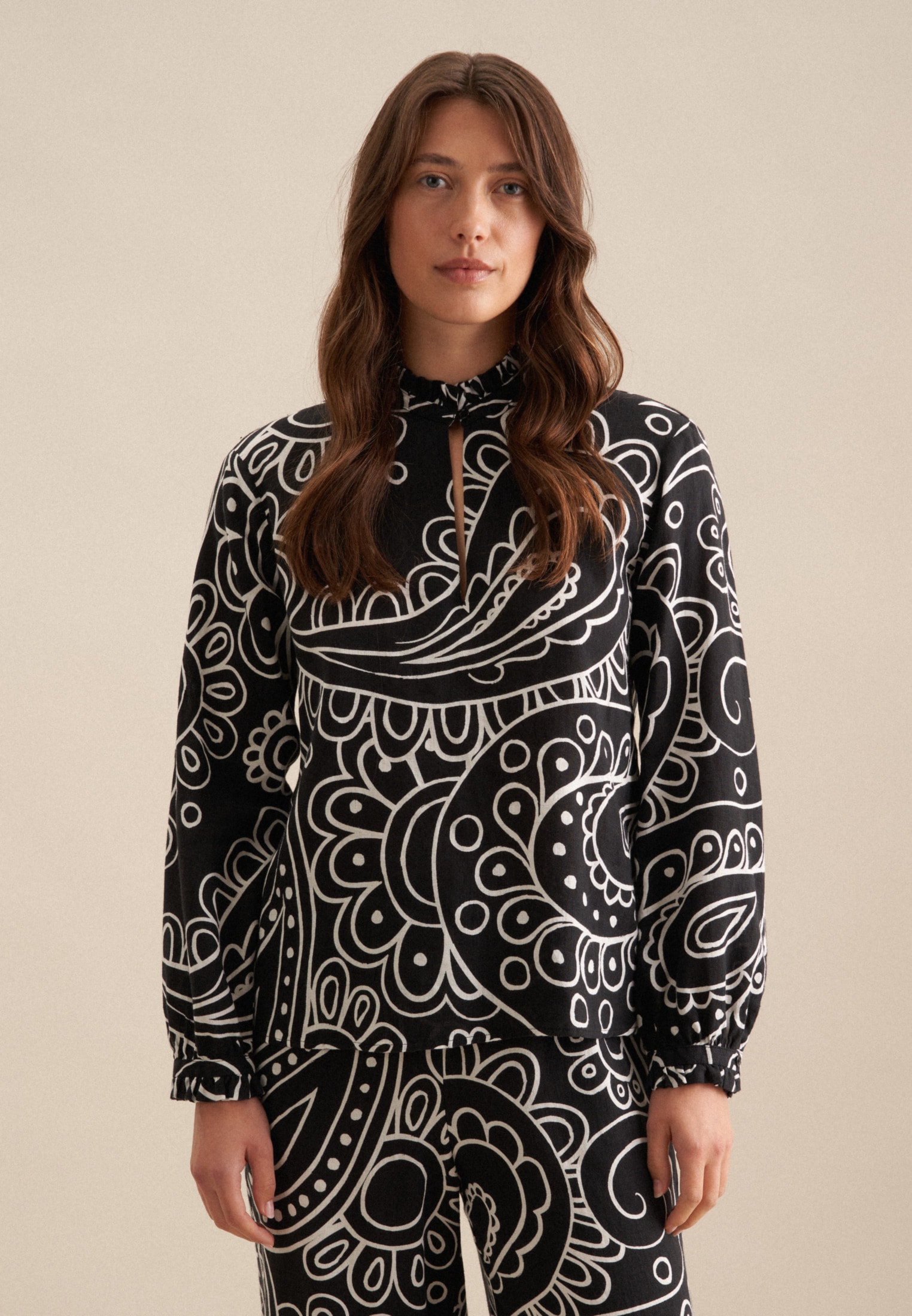 Image of seidensticker Klassische Bluse "Schwarze Rose" 1/1 Rundhals Paisley