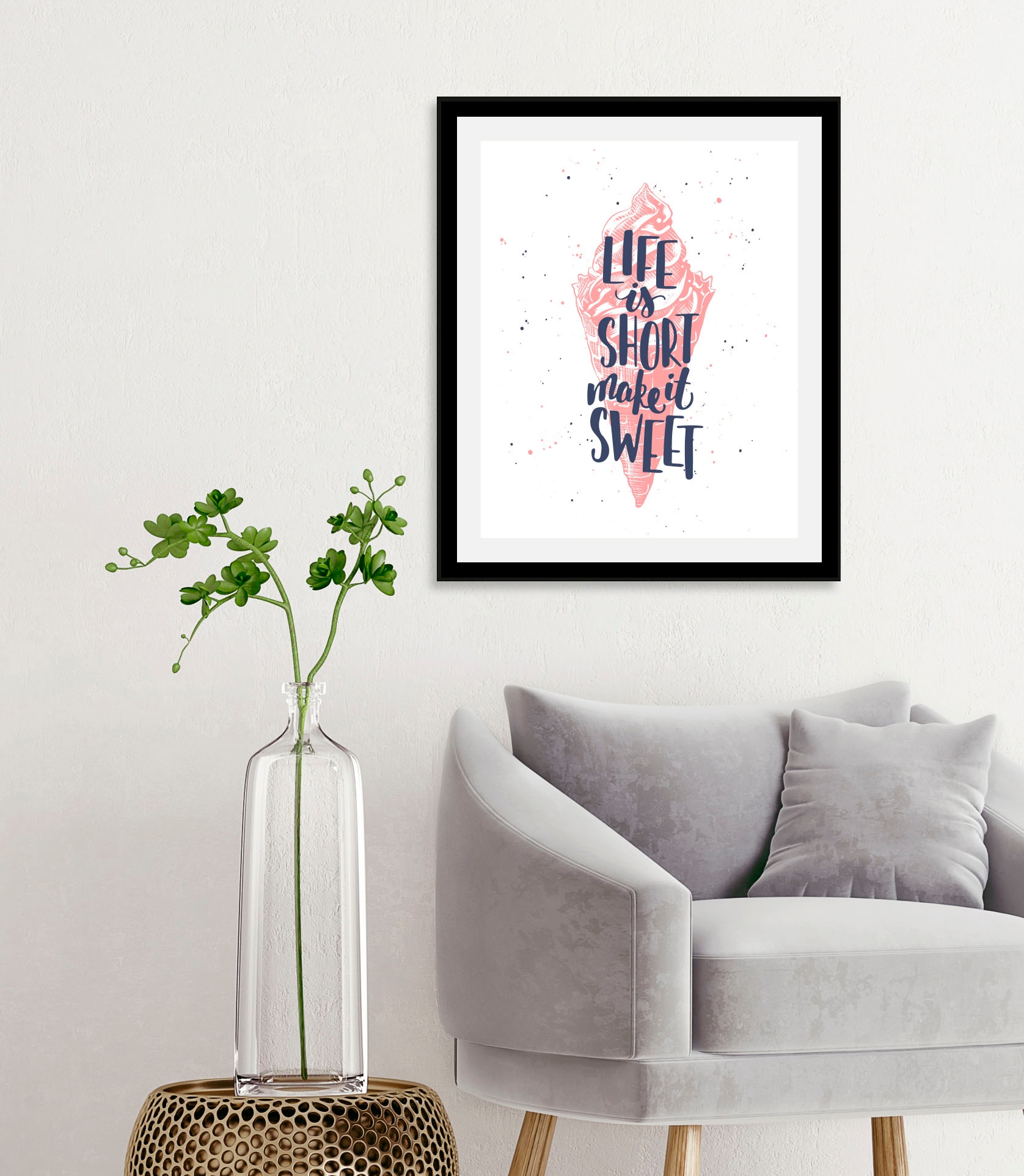 Image of queence Bild "Sweet" Humor Motivationsbilder Schriftzug Schriftzüge Sprüche & Texte 1 Stk. tlg. gerahmt