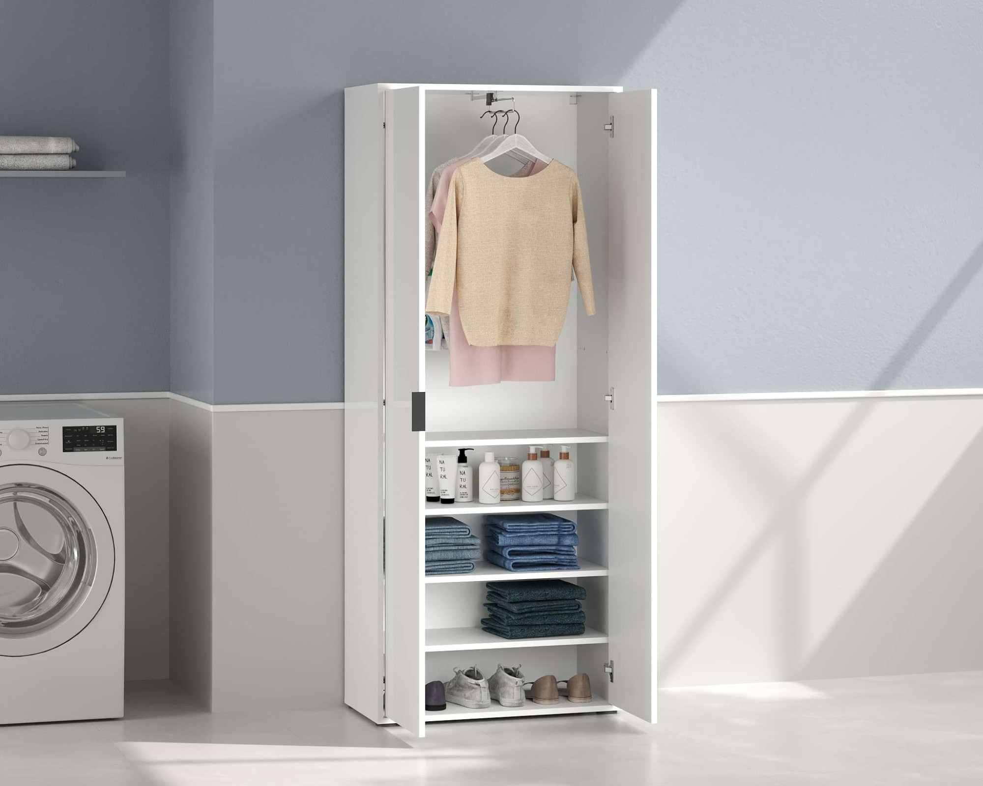 Home affaire Mehrzweckschrank »Stauraumschrank , Breite 72,5 cm , Höhe 178 cm« 1 Stk. tlg. 2 Türen, 4 Einlegeböden,1 Auszugsstange - Schrank hochglanz lackiert