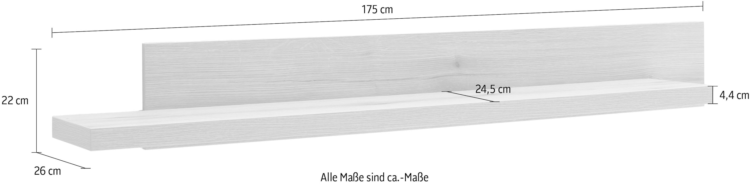 MCA furniture Wandboard »Moniz Wandboard«, (1 St., 1), Regal,Wandregal,1 Boden,Eiche,Salbeigrün,Breite 175 cm,Made in Europe