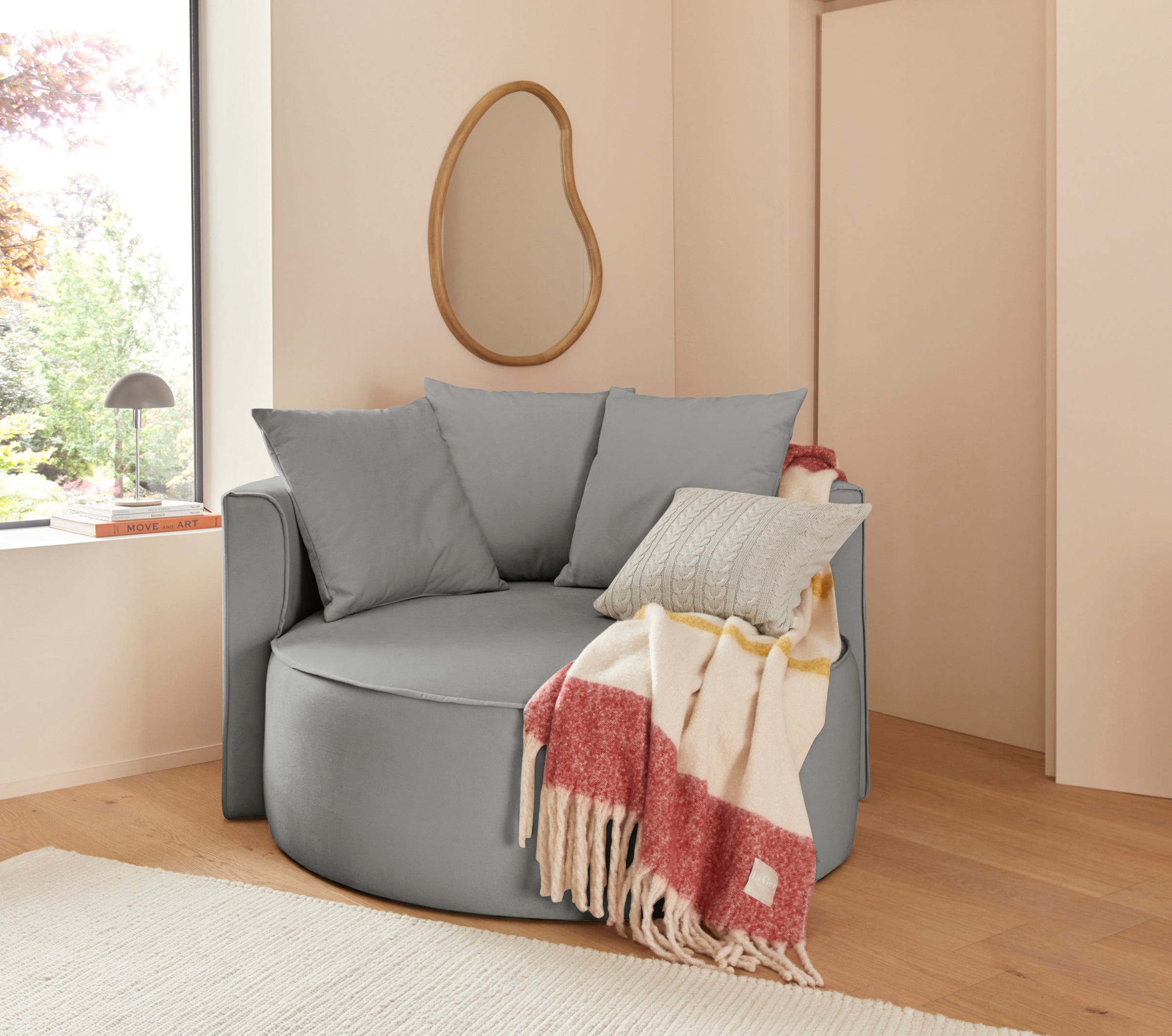 LeGer Home by Lena Gercke XXL-Sessel »Isalie, Sessel in modernen Farben, Lesesessel, Loveseat, Big-Sessel«, trendige Stoffe, mit 3 Zierkissen, grosse Sitzfläche, Hocker optional