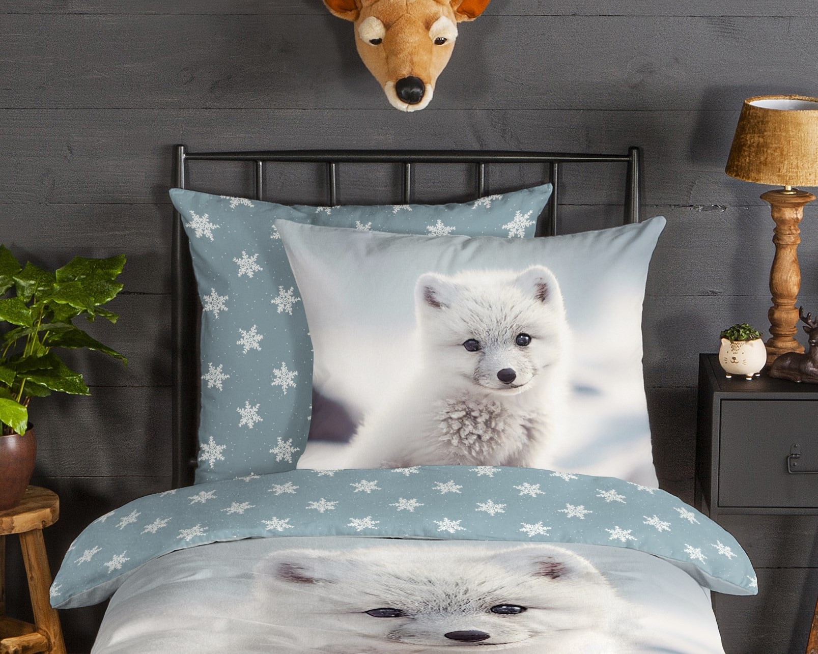good morning Kinderbettwäsche »Toss«, Flanell, Biber, 135x200, Winter, Warm, Wende, Kind, Schnee, Weissfuchs