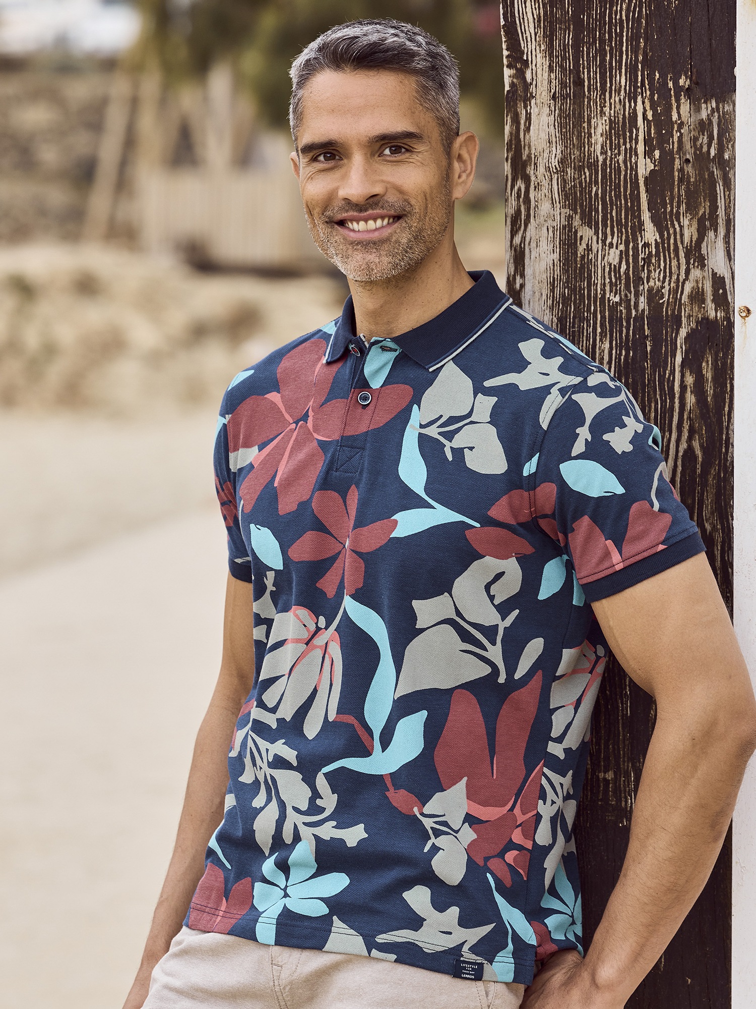LERROS Poloshirt »LERROS Poloshirt, sommerlich-floral gemustert«