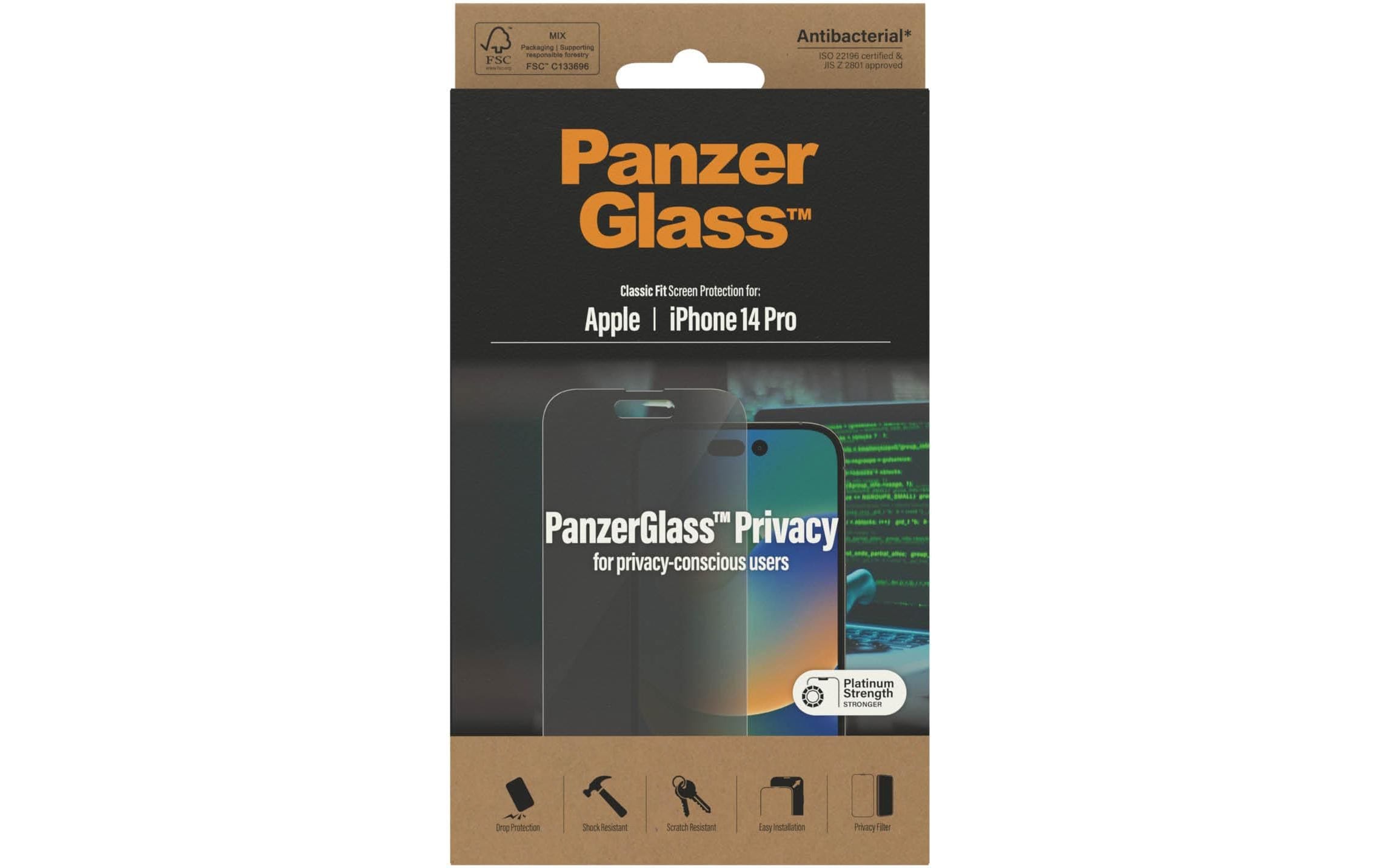 Displayschutzglas »Classic Fit Privacy iPhone 14 Pro«, für iPhone 14 Pro, (1 St.)