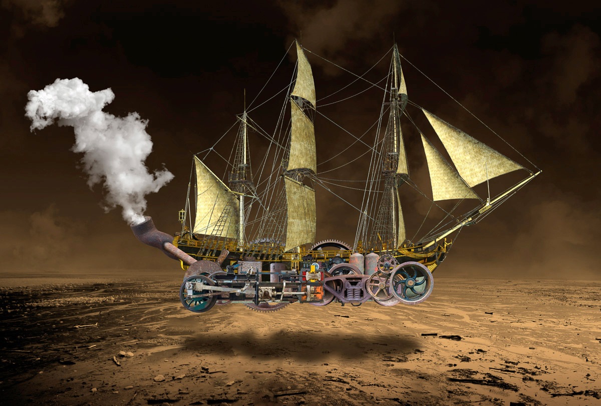Image of Papermoon Fototapete »Steampunk Segelschiff«, Vliestapete, hochwertiger Digitaldruck, inklusive Kleister bei Ackermann Versand Schweiz