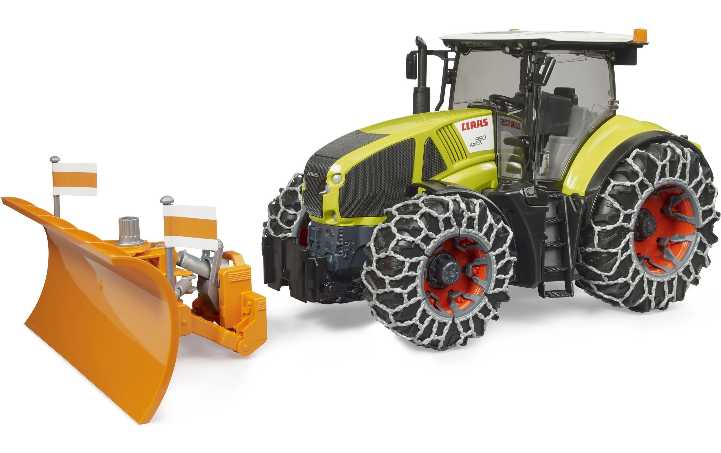Image of Bruder Spielzeug-Traktor "Traktor Claas Axion 950 mit Schneeketten und Räumschild"