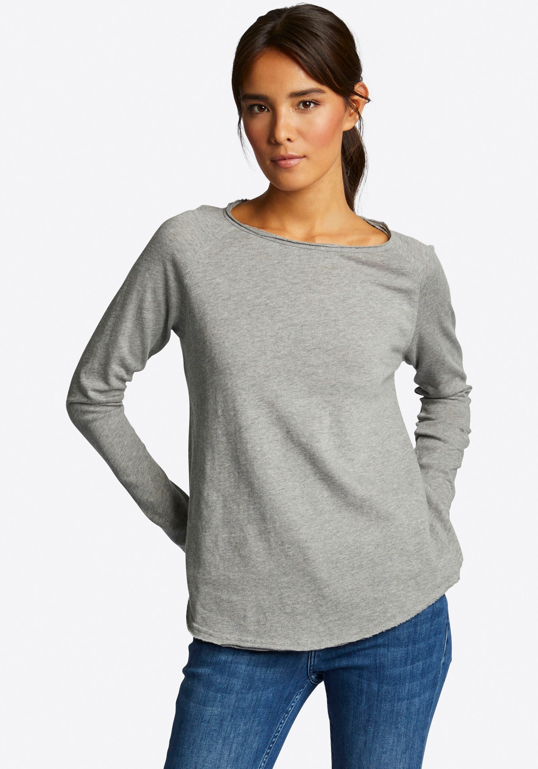 Image of RICHROYAL Langarmshirt "2409 O HJ LS" mit offener Ausschnittkante und Saum
