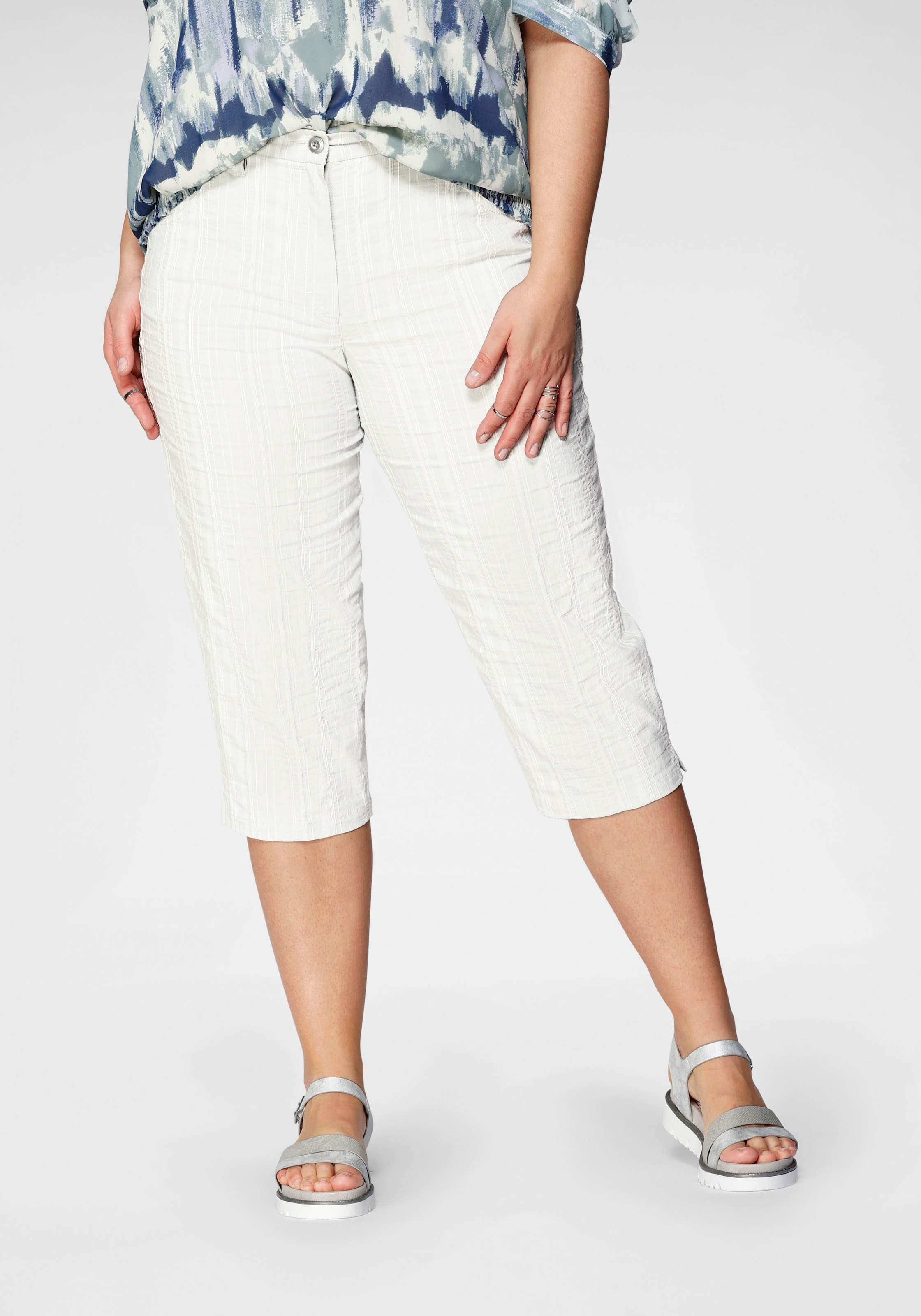 KjBRAND Pantalon capri »Babsie: bequemer Oberschenkel«  Pantalon d'été à motif structuré