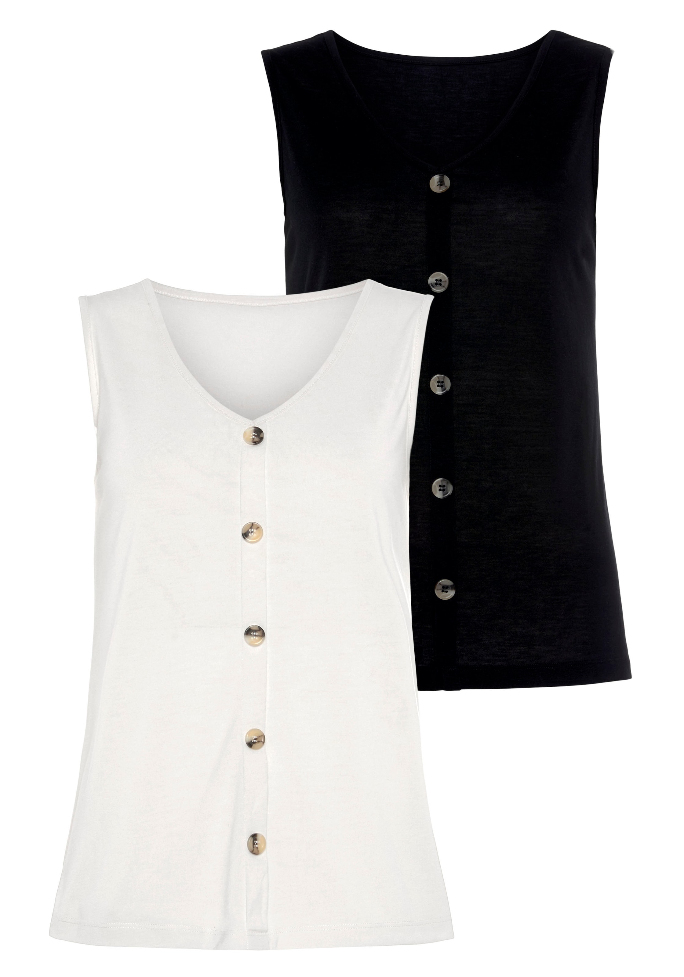 Image of LASCANA Shirttop "mit Zierknopfleiste" 2er-Pack, aus leichtem Jersey mit Zierknopfleiste