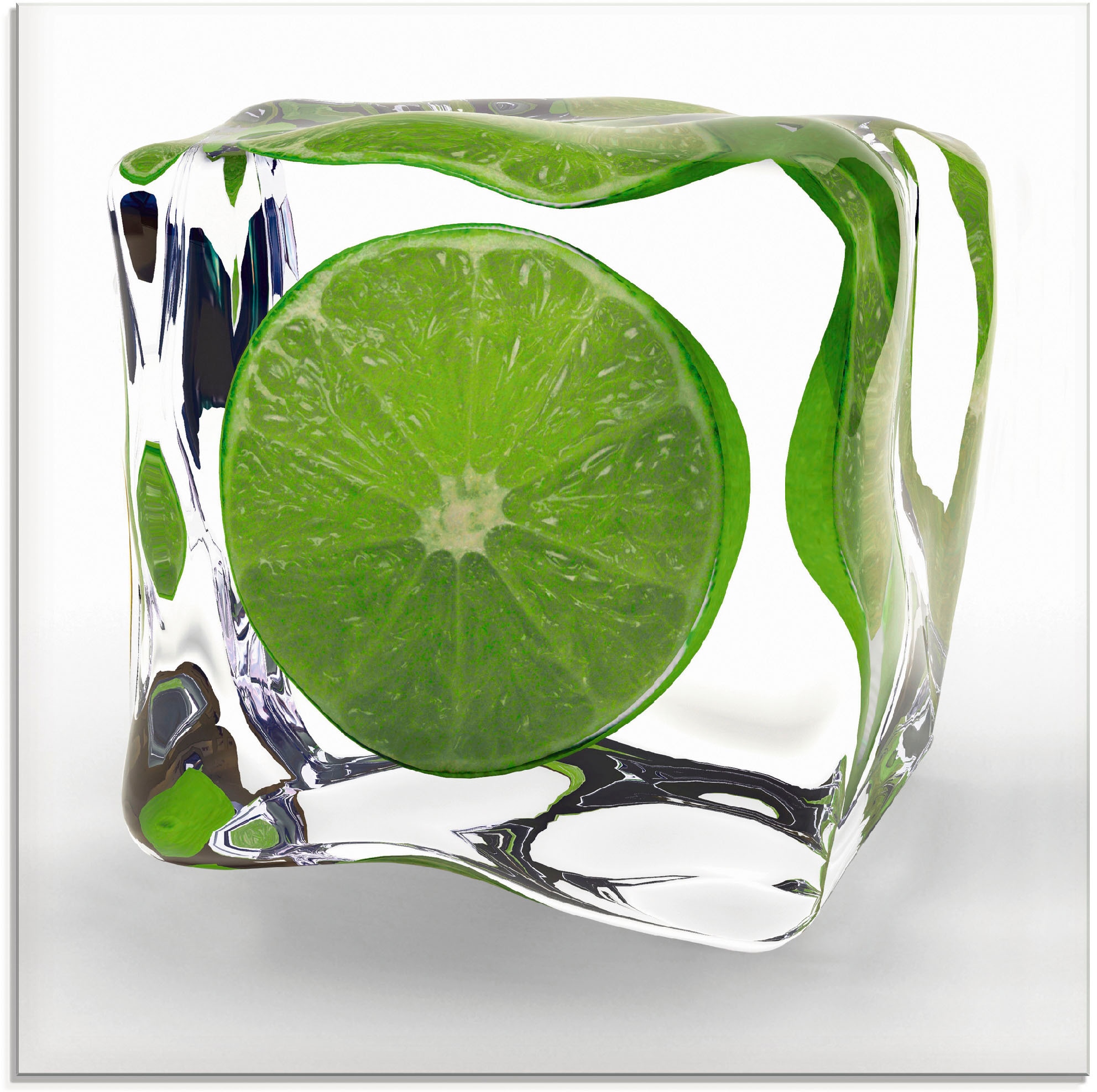 Image of Artland Glasbild "Limette im Eiswürfel" Lebensmittel 1 Stk. tlg. in verschiedenen Grössen
