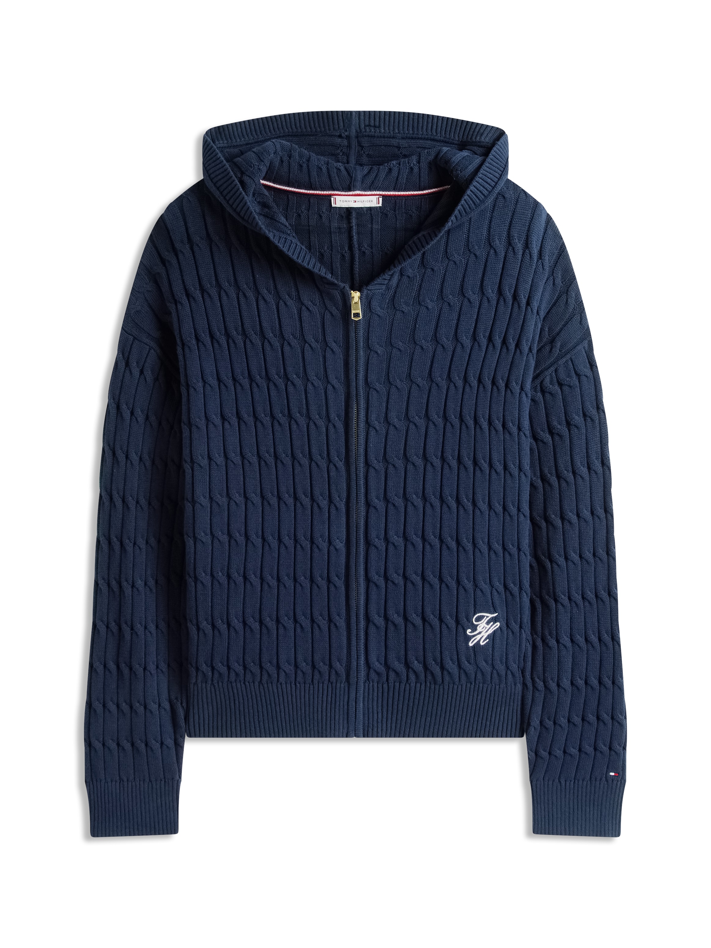Tommy Hilfiger Curve Cardigan à capuche »CRV CO CABLE MID GG LS ZIP HOODY« in grossen Grössen, mit Zopfmuster