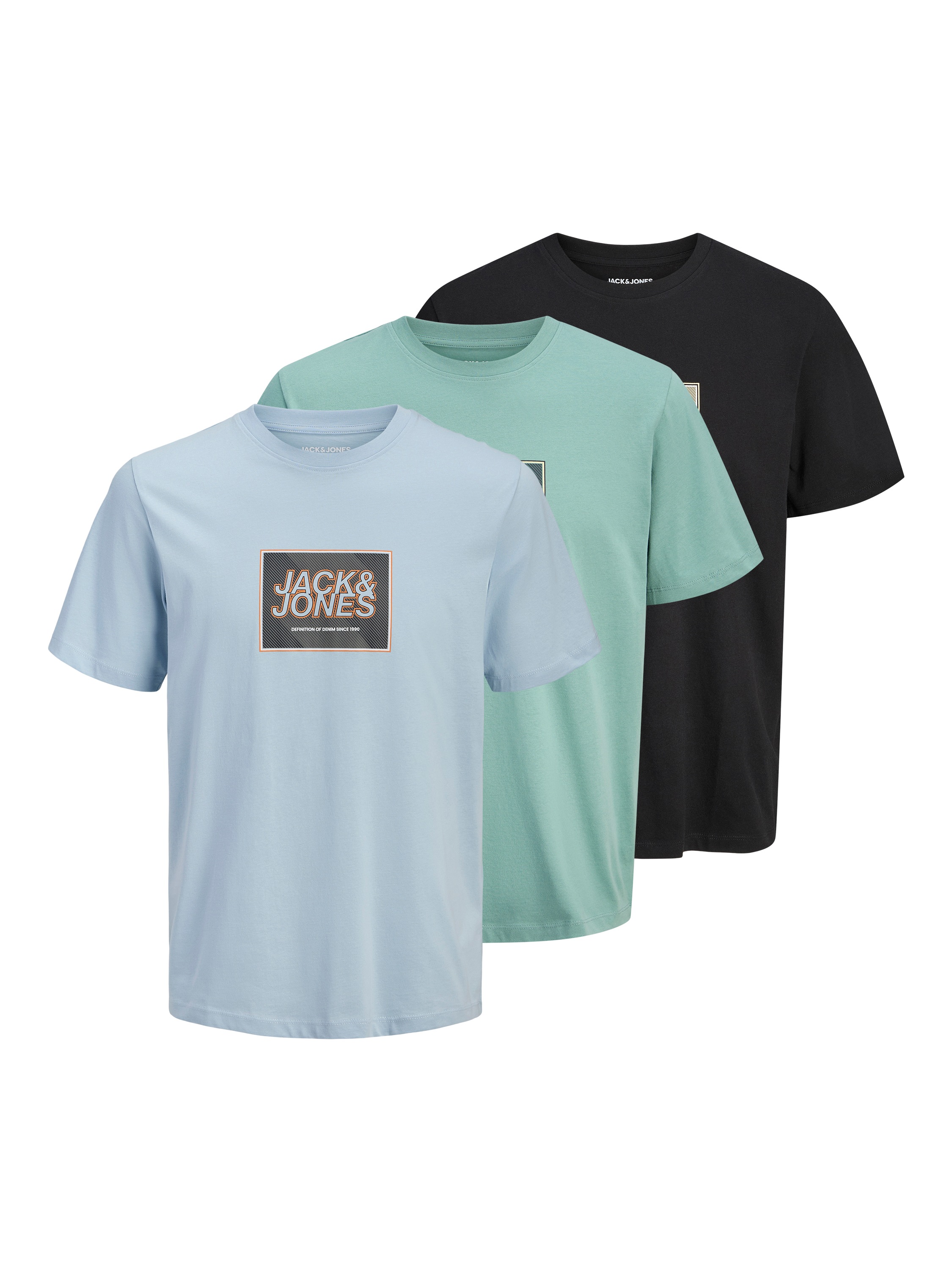 Image of Jack & Jones PlusSize T-Shirt "JJRAIN TEE SS CREW NECK 3PK MP PLS" Packung, 3 tlg.