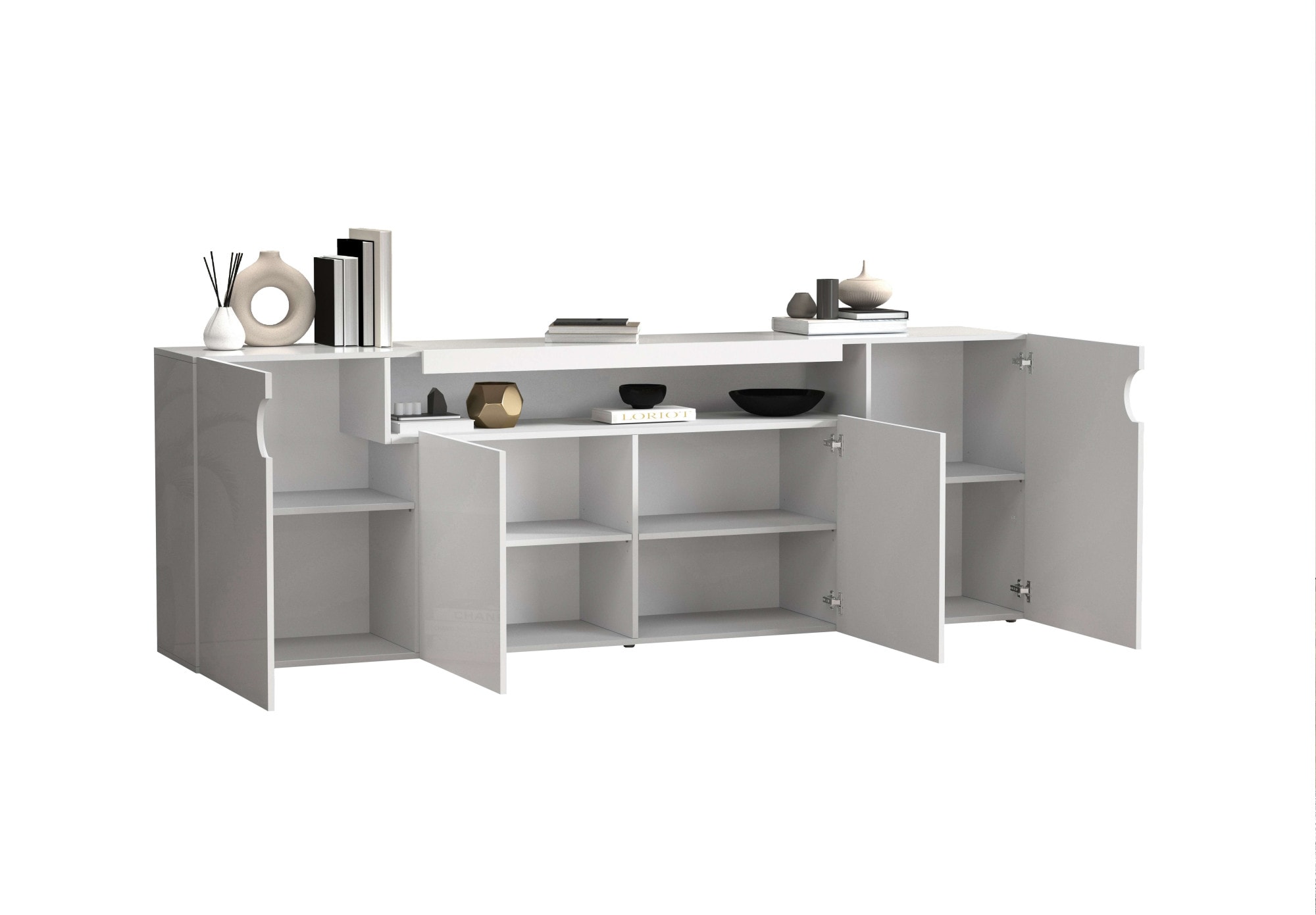 GOODproduct Buffet »Sideboard REAL, Kommode, Schrank, Kredenz« 1 cuis tlg. Avec 4 portes, dont 2 arrondies formant une niche ovale ouverte