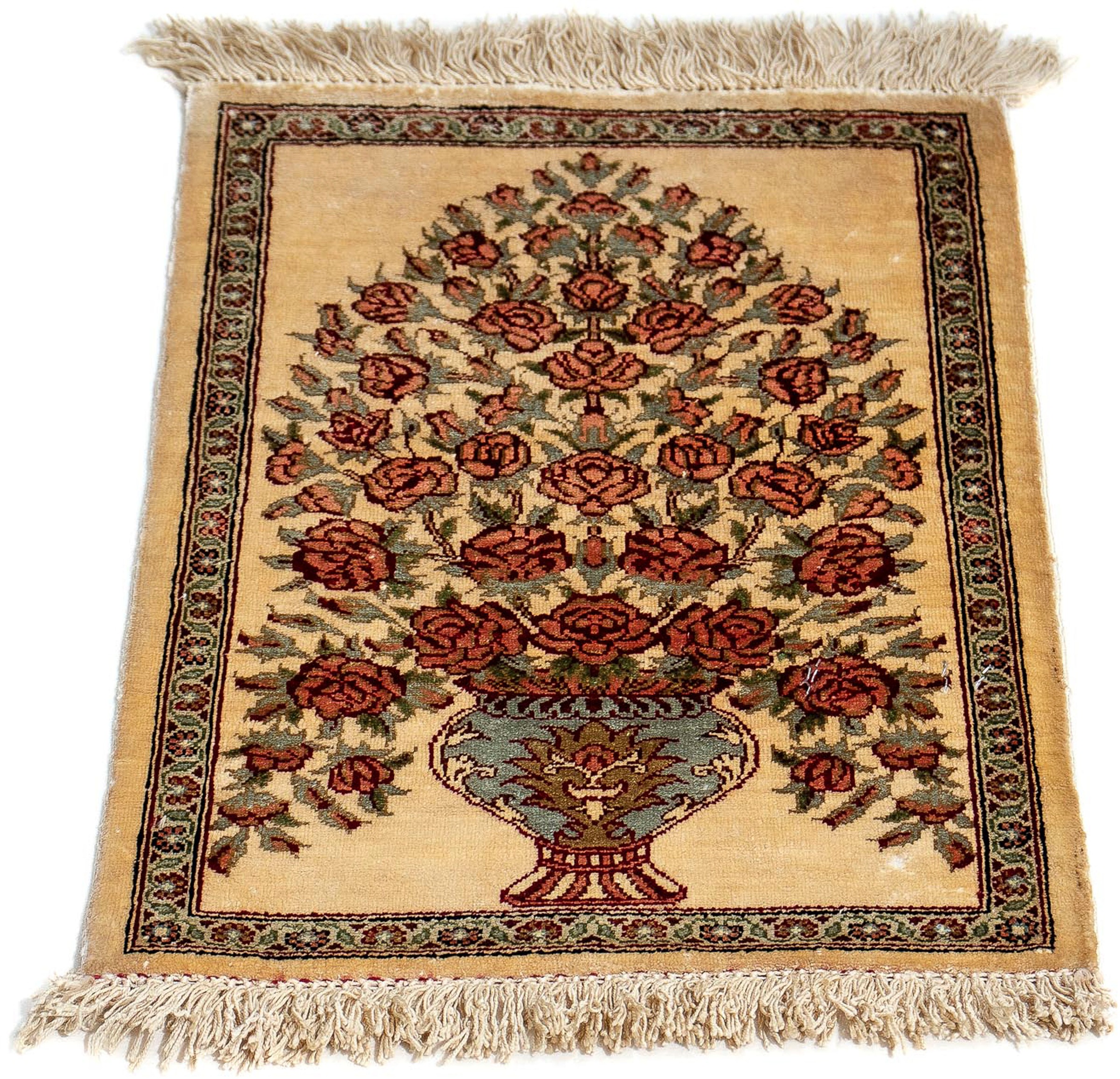 Image of morgenland Seidenteppich »Seidenteppich - Ghom Seide - Premium - 41 x 31 cm - beige«, rechteckig, 10 mm Höhe, Wohnzimmer, Handgeknüpft, Einzelstück mit Zertifikat bei Ackermann Versand Schweiz