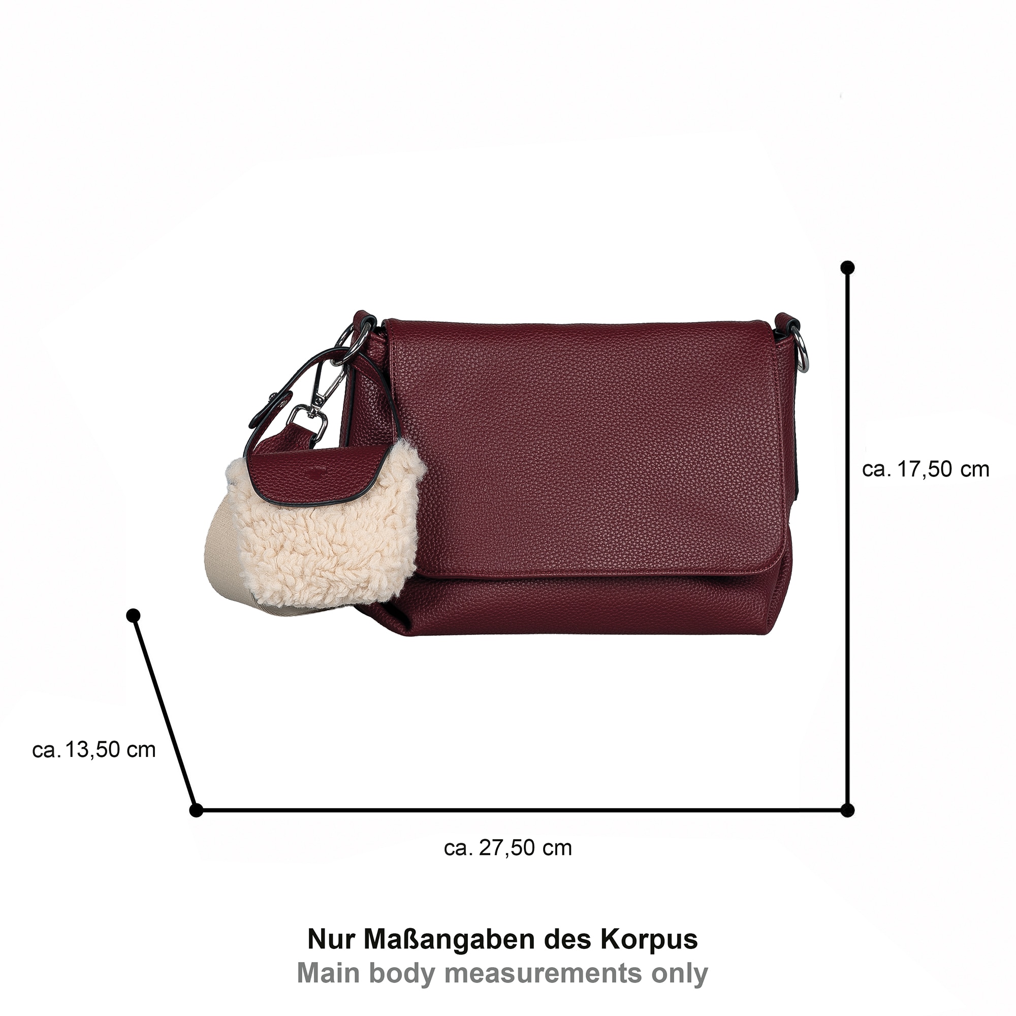TOM TAILOR Sac à bandoulière »Fania« Sac à épaule pour femme avec pendentif en fausse fourrure