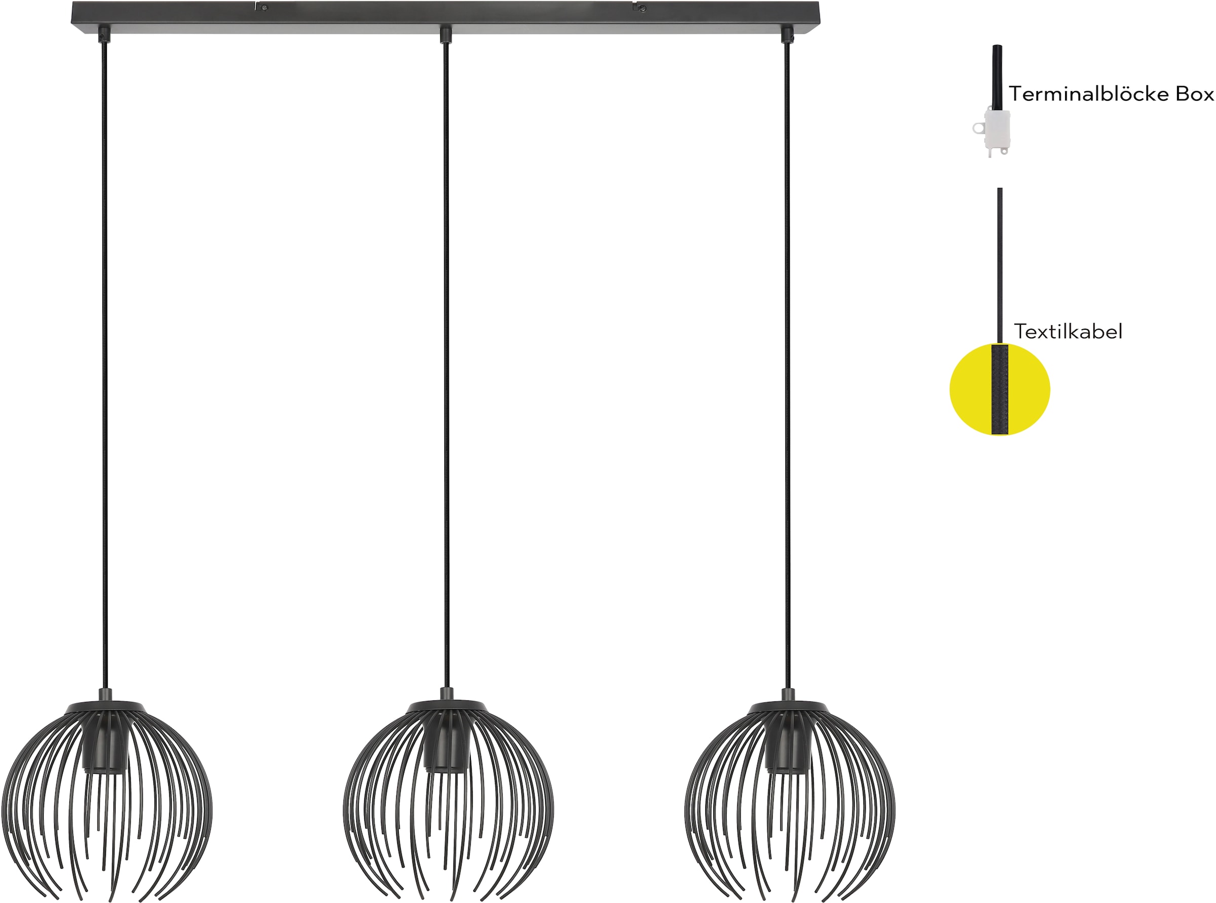 GOODproduct Pendelleuchte »Tonnia - Hängelampe, höhenverstellbar, Pendellampe, Metall« E27 1 Stk. Lichteffekt durch Gitter-Optik, liefert eingeschaltet Schattenoptiken