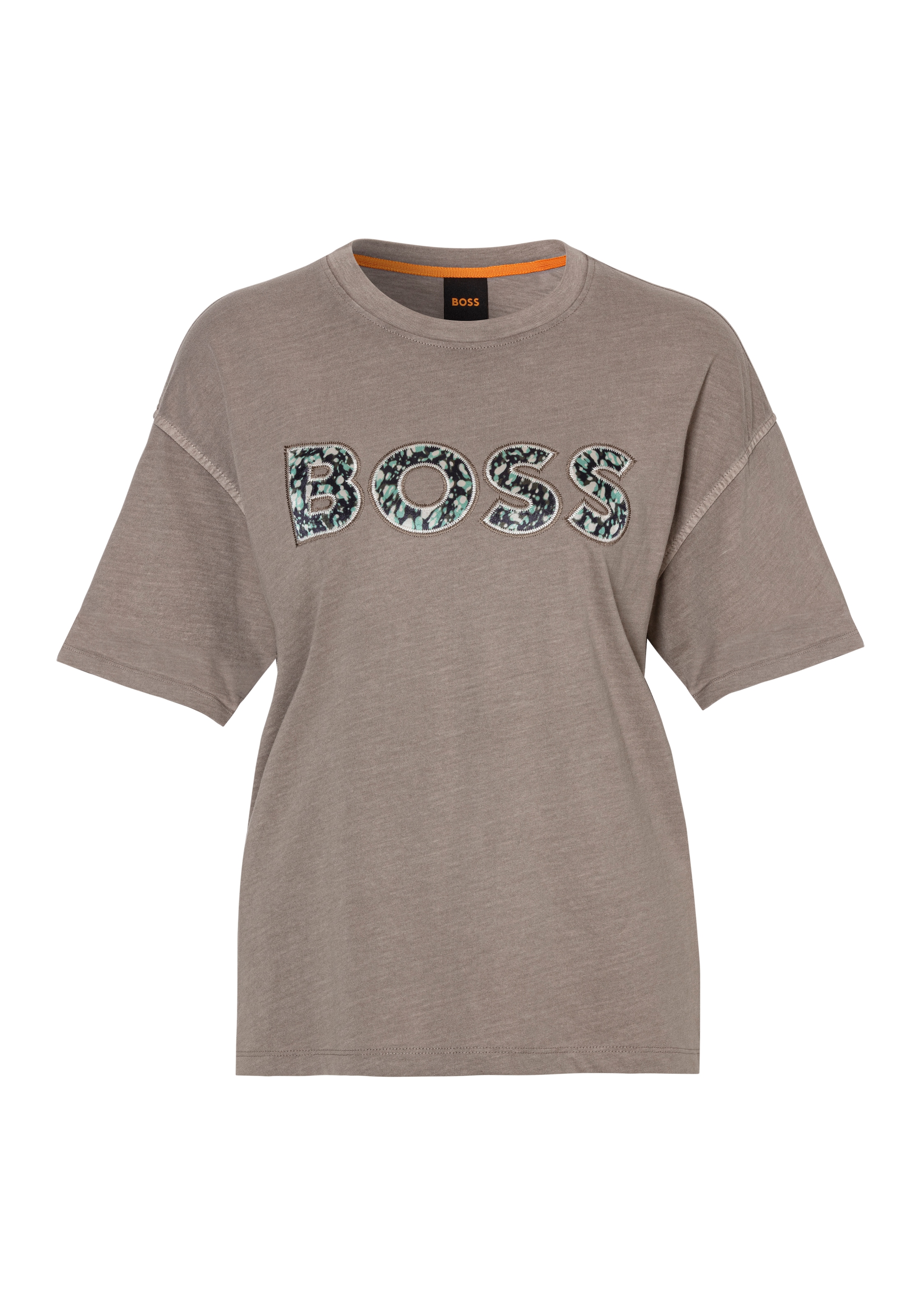 »C_Evina_nevermind«, ♕ BOSS T-Shirt mit ORANGE versandkostenfrei BOSS-Logostickerei kaufen