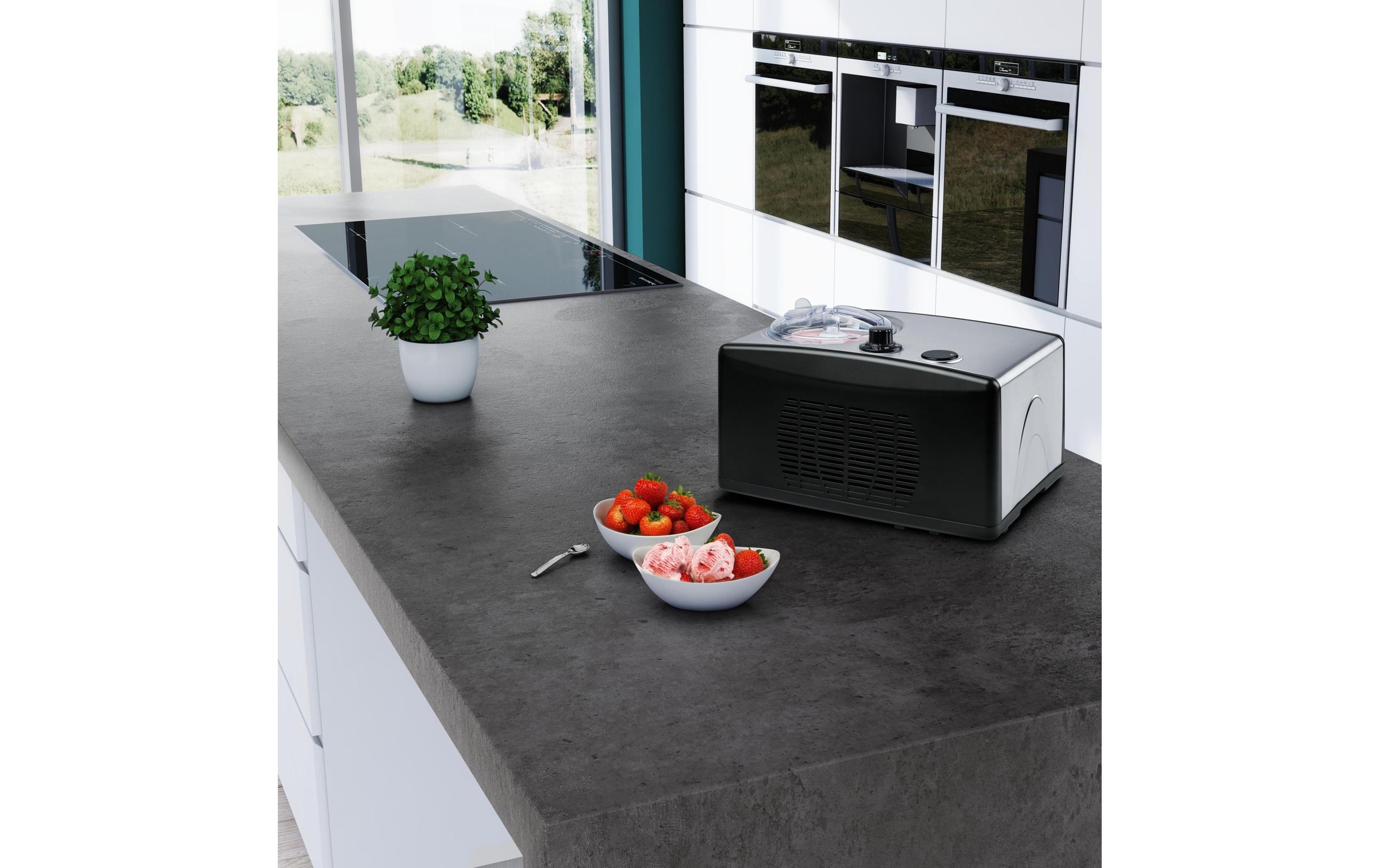 MEDION MD 18387 Kompressor Eismaschine 1,5 l 150 W Schwarz, Edelstahl