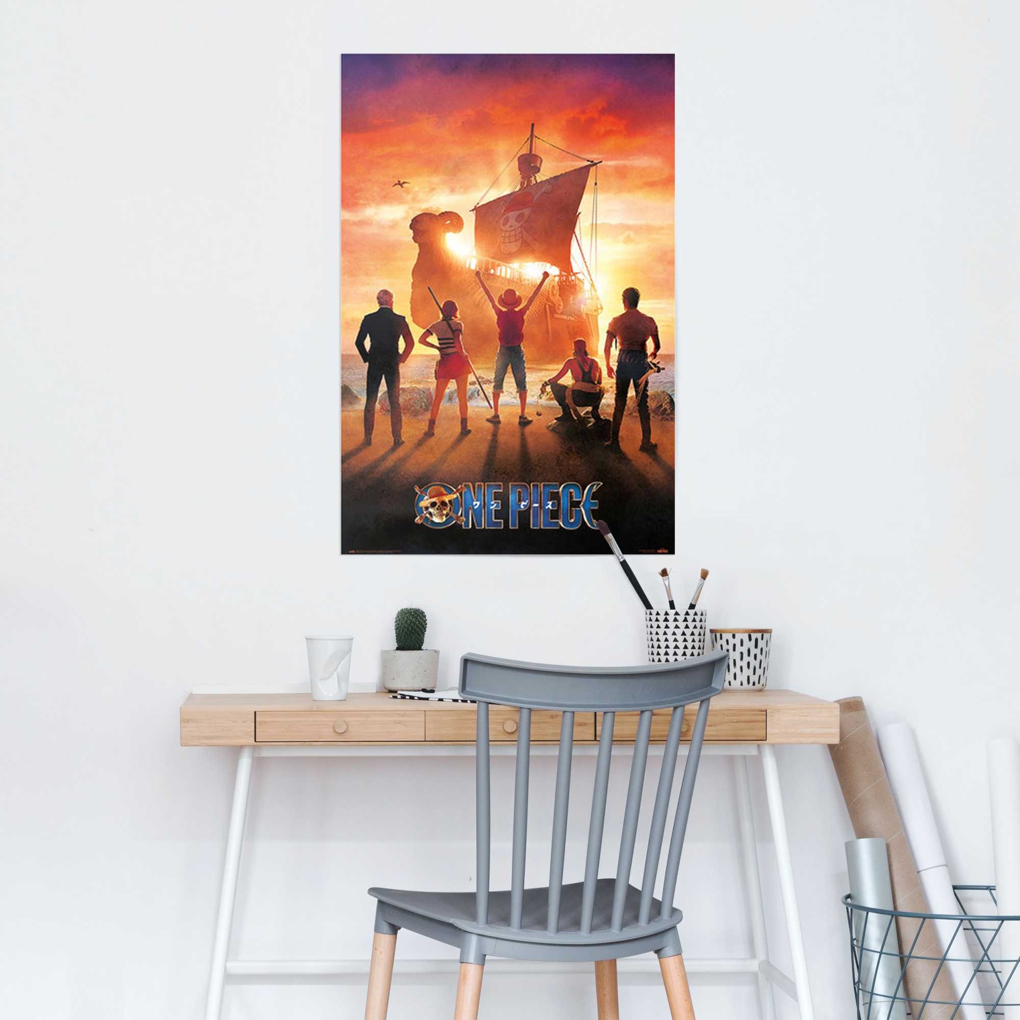 Reinders! Poster »One Piece - straw hat pirates« Teenager Zimmer - Orange - 150 gr. Papier - Cartoons - 61x91,5 cm