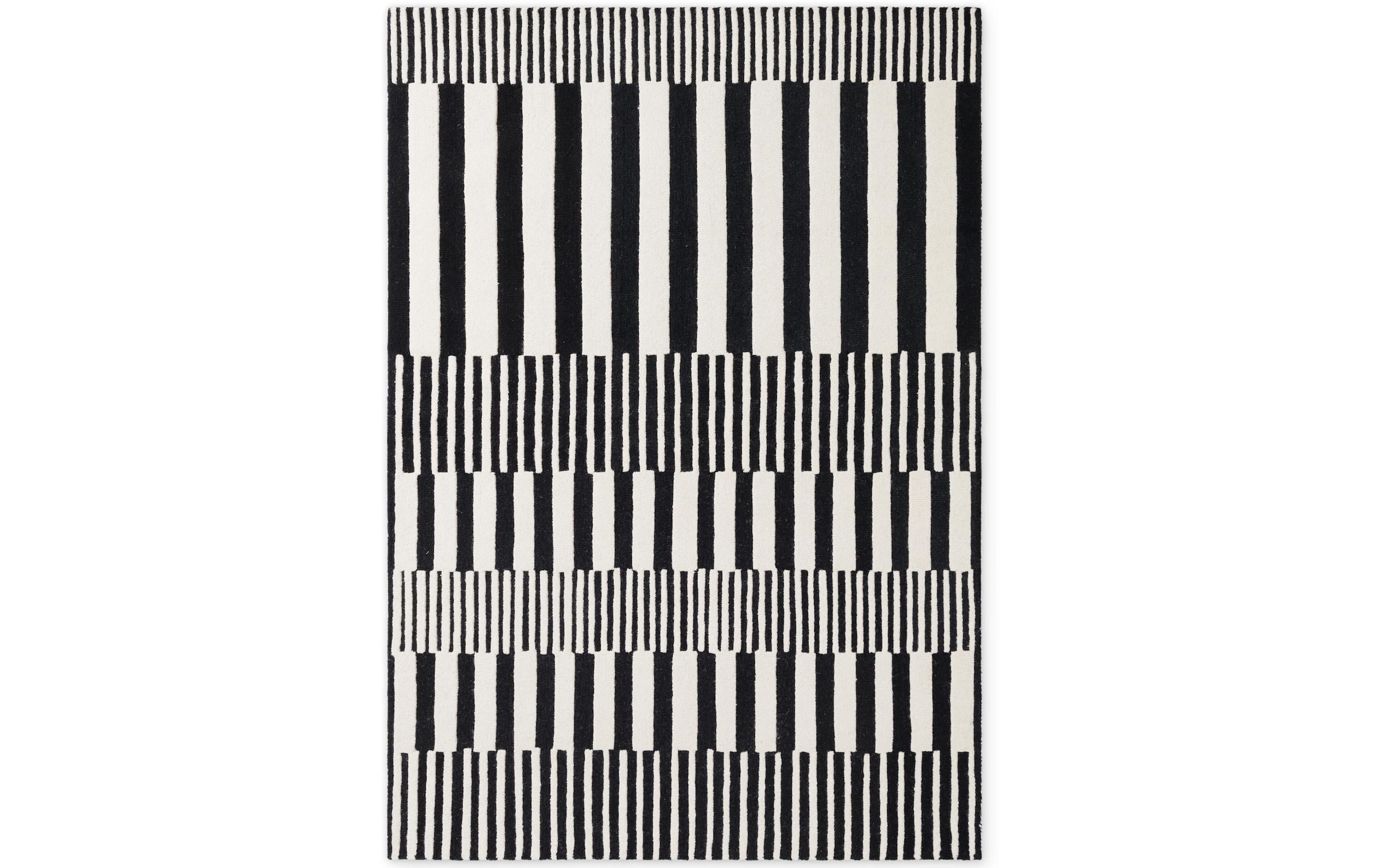 ELLE DECORATION Teppich »Pulse« rechteckig 12 mm Höhe Wolle, Natur, Wohnzimmer, schwarz weiss, Modern, Geometrisch, Streifen