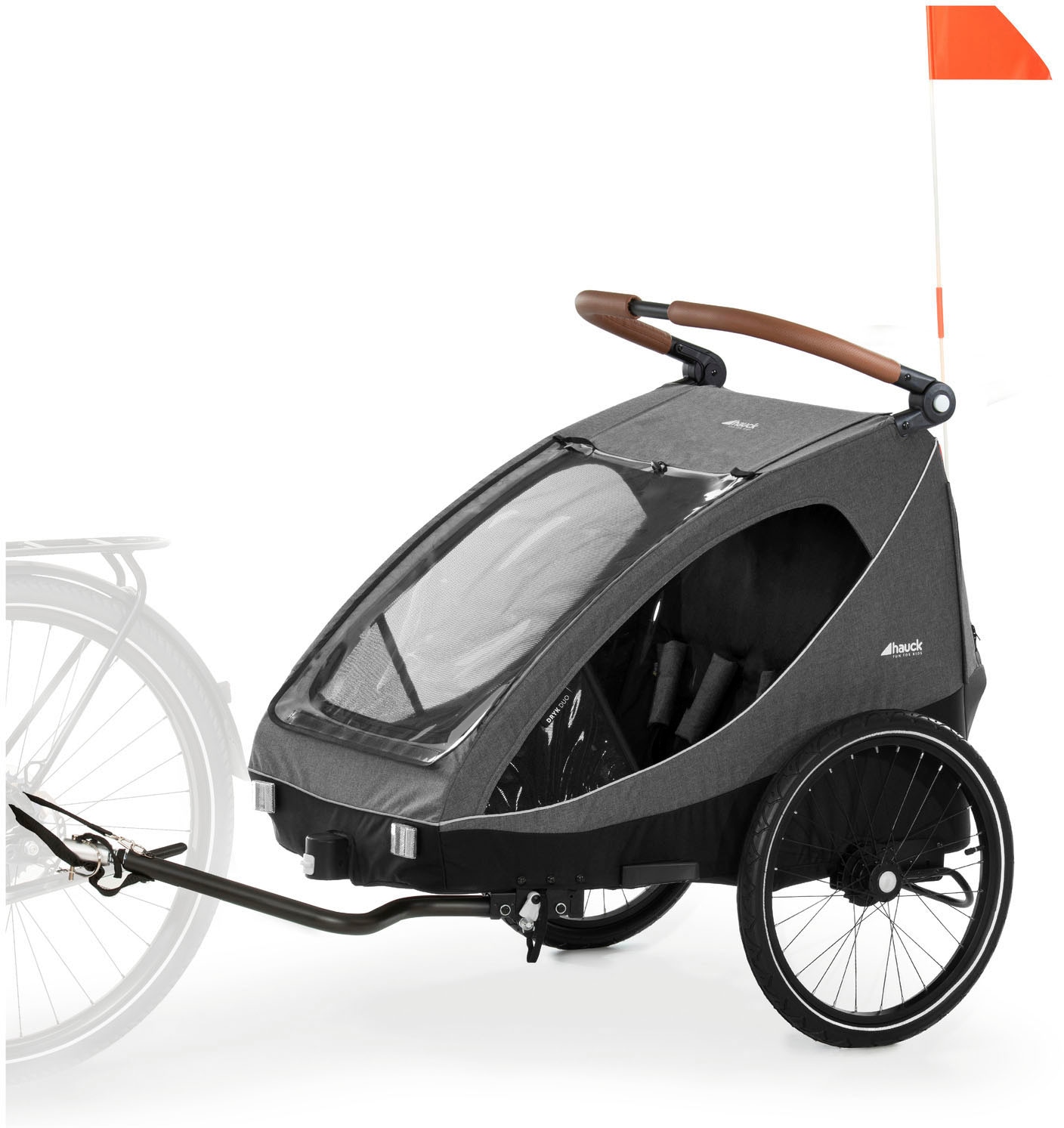 Hauck Fahrradkinderanhänger »2in1 Bike Trailer und Buggy Dryk Duo, melange grey« für 2 Kinder; inklusive Deichsel