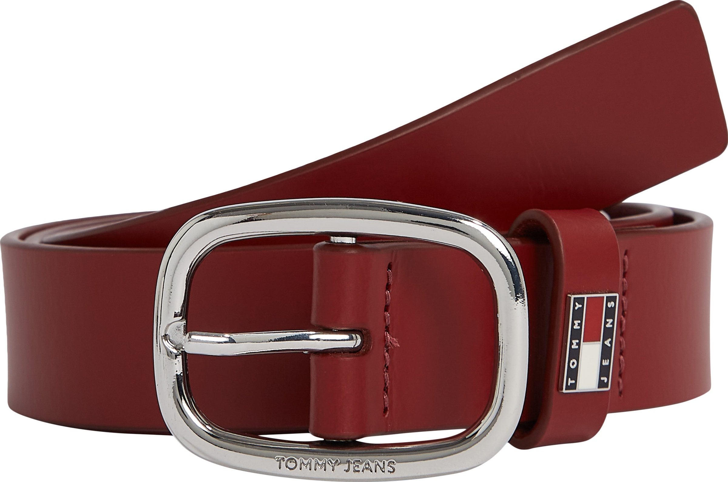 Tommy Jeans Ledergürtel »TJW OVAL 3.0«, Ovale Einfachdornschliesse und Logo am Verschluss