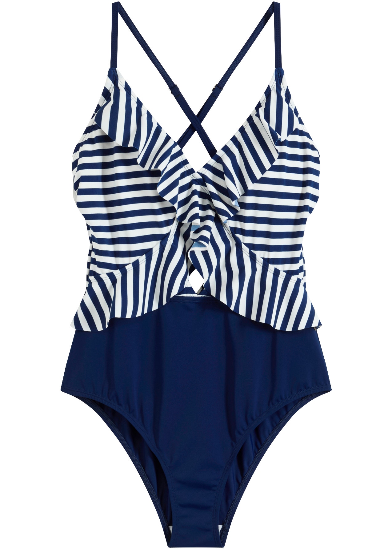 bonprix Badeanzug »Badeanzug mit Volant« bequeme Passform, sportlicher Stil, mit Volant-Detail