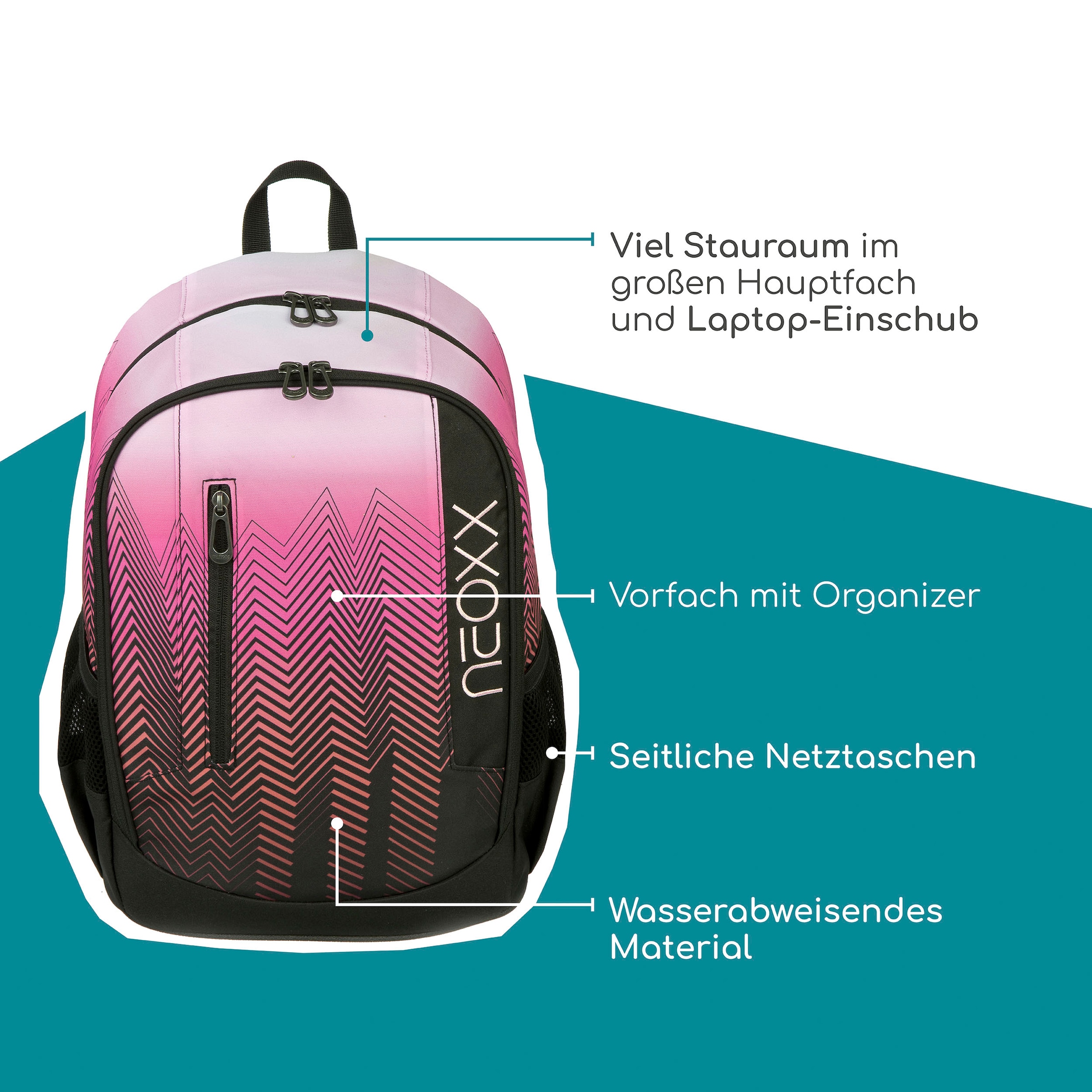 neoxx Schulrucksack »Flow, Sweet like Sunset«, teilweise aus recyceltem Material