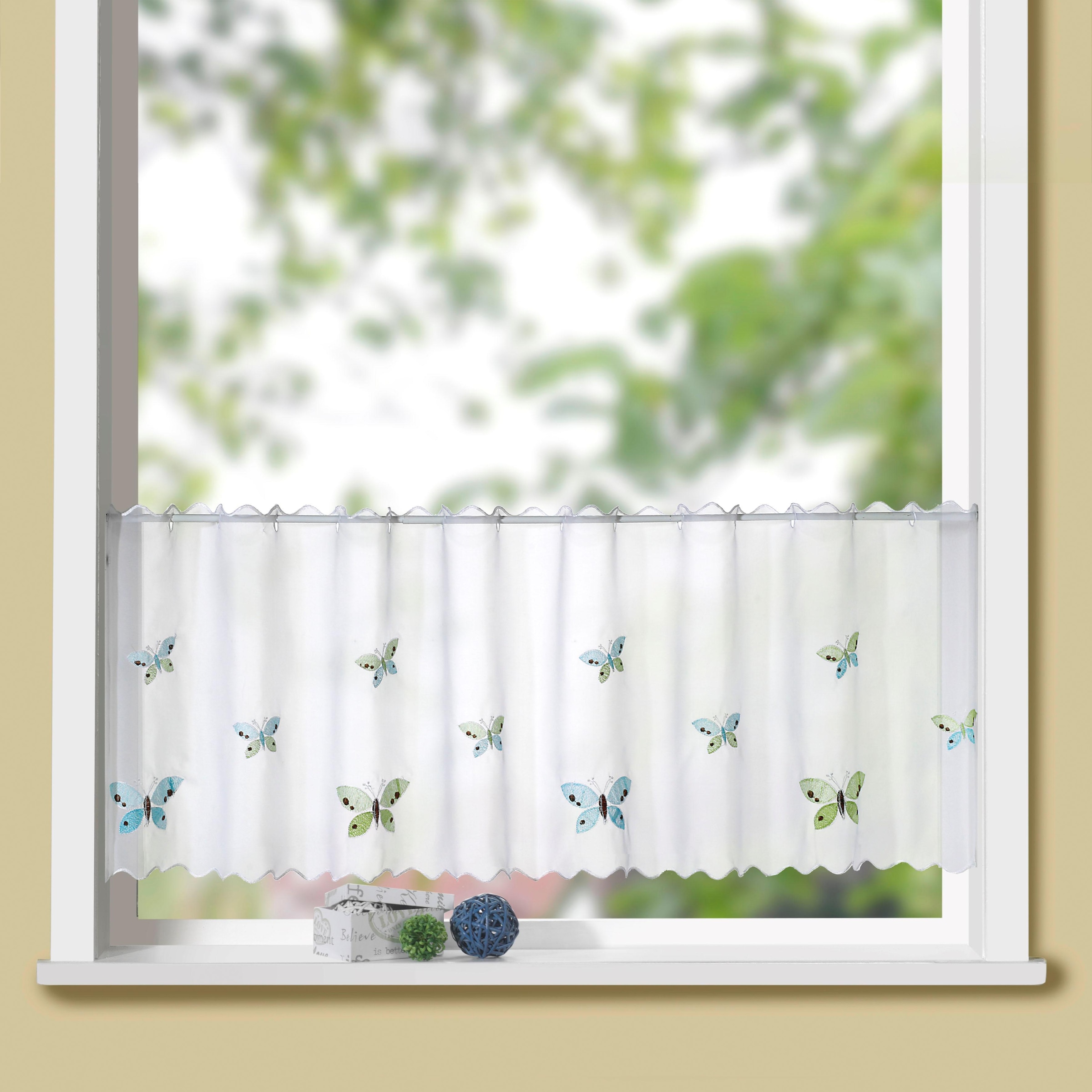 Image of Weckbrodt Scheibengardine "Mayleen" Stangendurchzug 1 Stk. tlg. Bistro, Voile, echte Stickerei, HxB 45x150cm, Gardine, Store