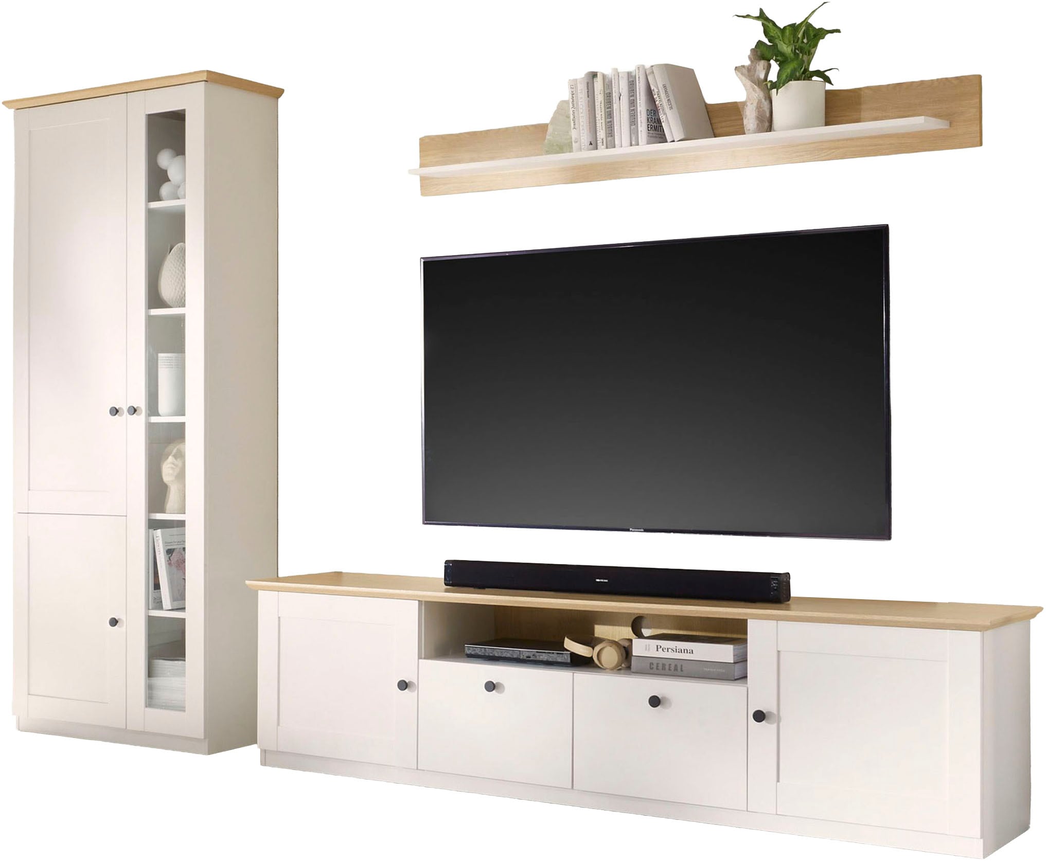 GOODproduct Wohnwand »Brest, Anbauwand im Landhausstil, Komplettset, Wohnzimmer-Set« Set, 3 Stk. tlg.