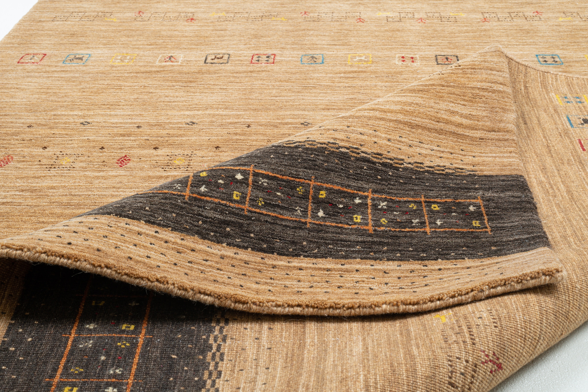 THEKO Tapis en laine »Lori Star Gold« Rectangulaire 12 mm Höhe reine Wolle, handgewebt, ideal im Wohnzimmer & Schlafzimmer