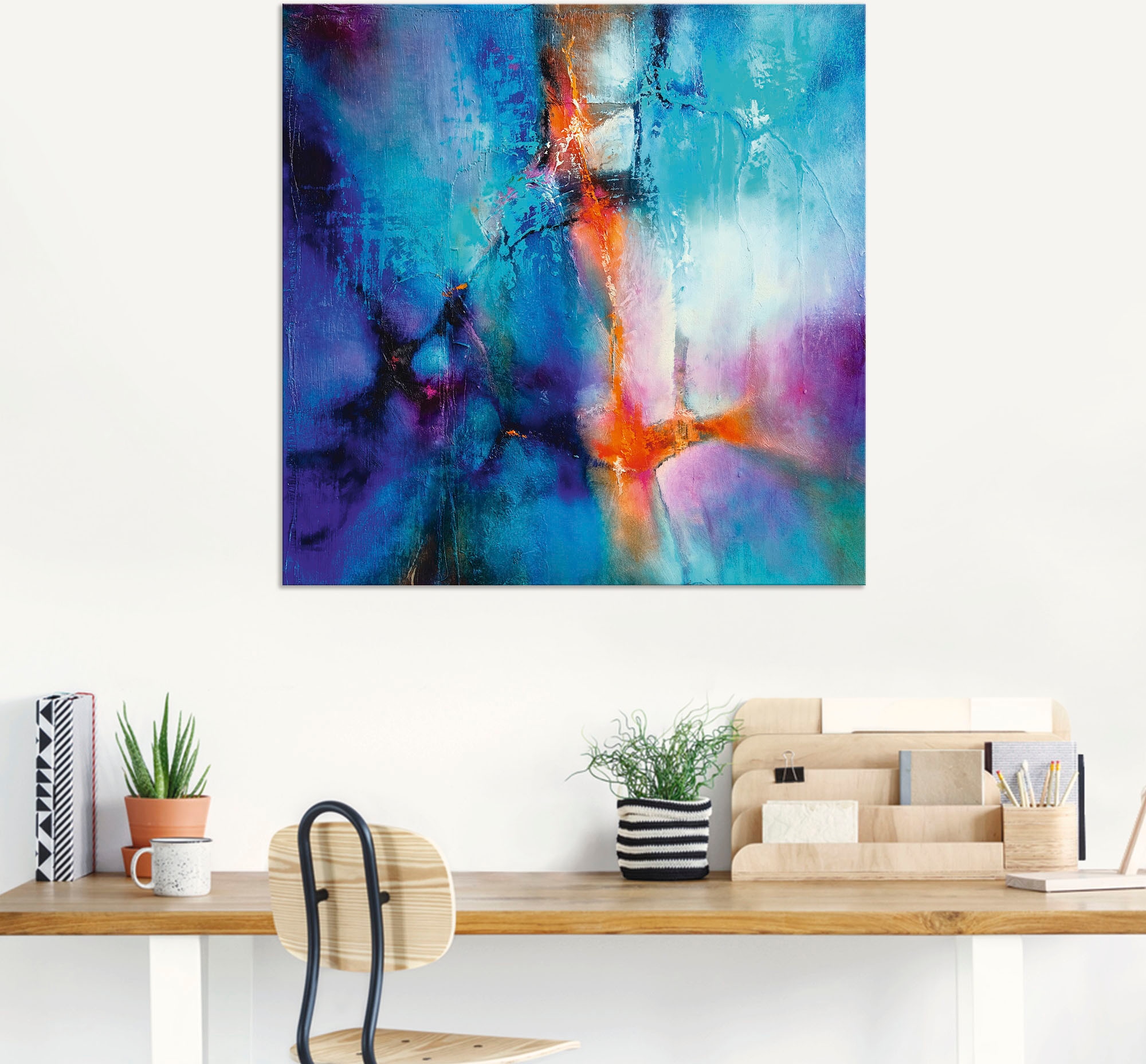 Artland Alu-Dibond-Druck »Türkis und Magenta I« Gegenstandslos 1 Stk. tlg. für Innen- und Aussenbereich geeignet, Outdoorbild