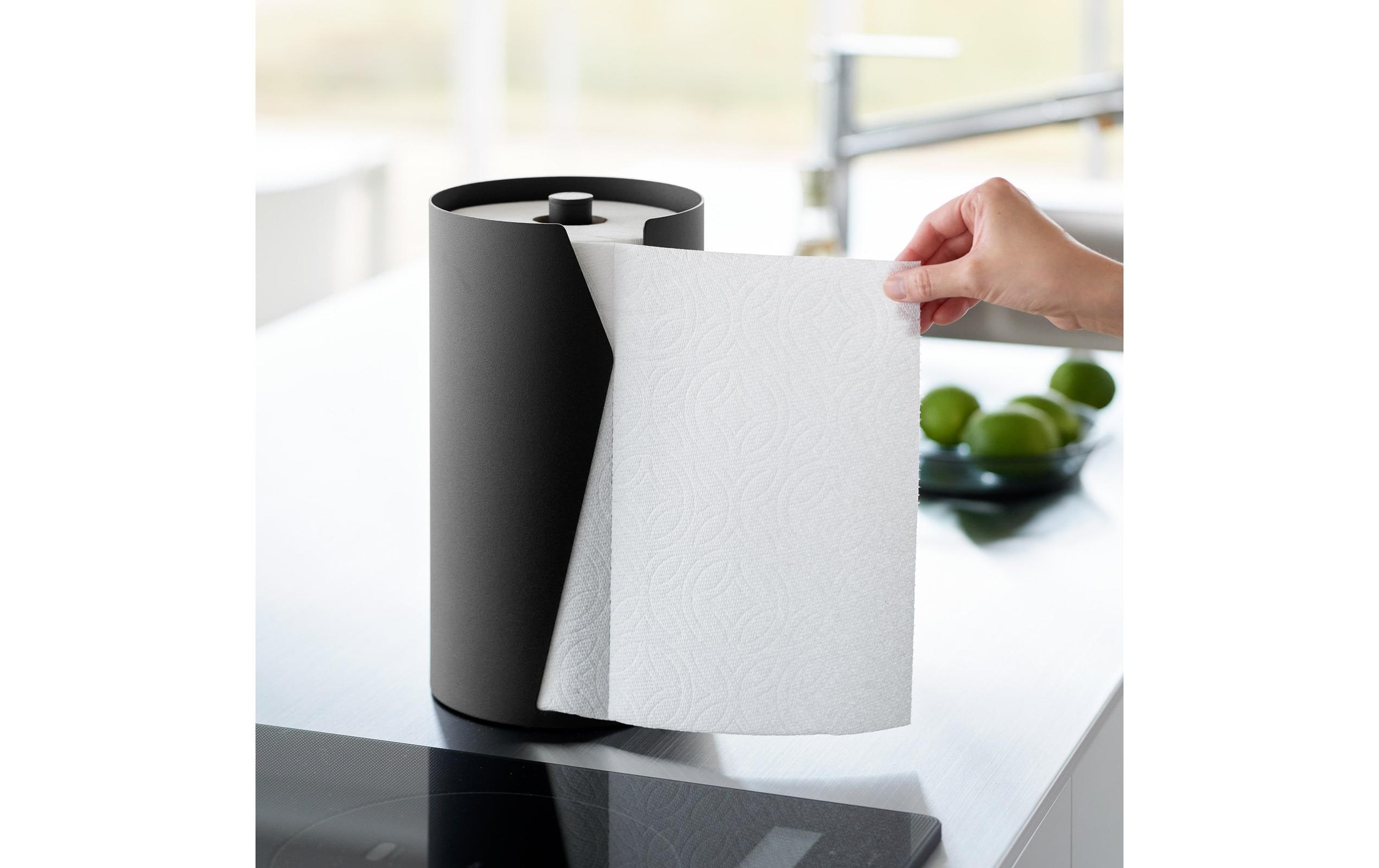 Yamazaki Porte-rouleau de cuisine »Tower 16 x 16 x 30.2 cm« Runder Küchenrollenhalter aus Stahl mit beschwerter Basis
