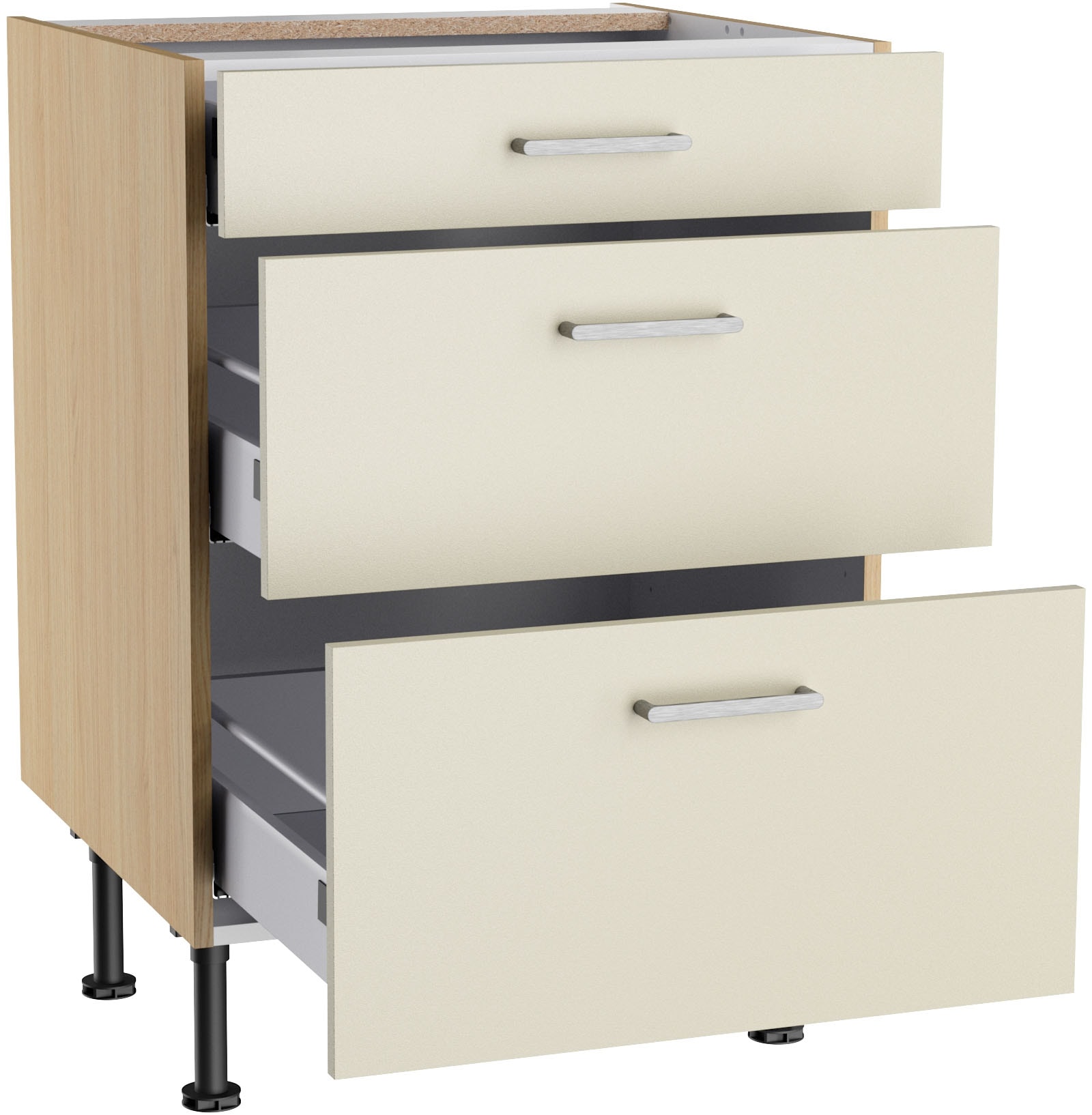 KOCHSTATION Armoire basse »KS-Lucy« Breite 60 cm, 1 Schubkasten, 2 Auszügen, Soft-Close, verstellb. Füsse