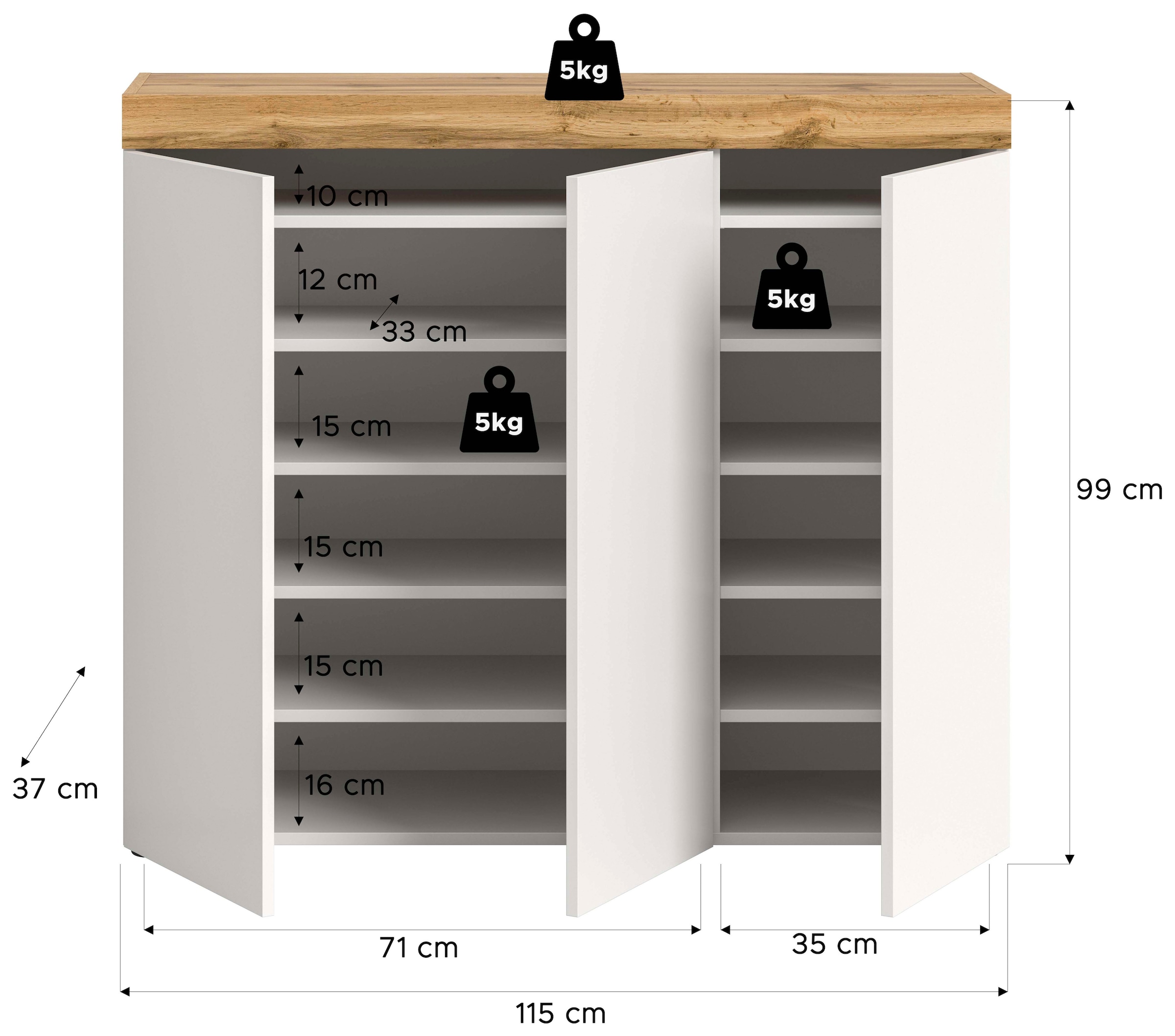 GOODproduct Schuhschrank »MAMBO, TOPSELLER!, Breite 115cm, stehend & hängend, push-2-open« 2 farbige Ausführung, 1 Stk. tlg. Schuhschrank, Schuhkommode, Flur, Diele