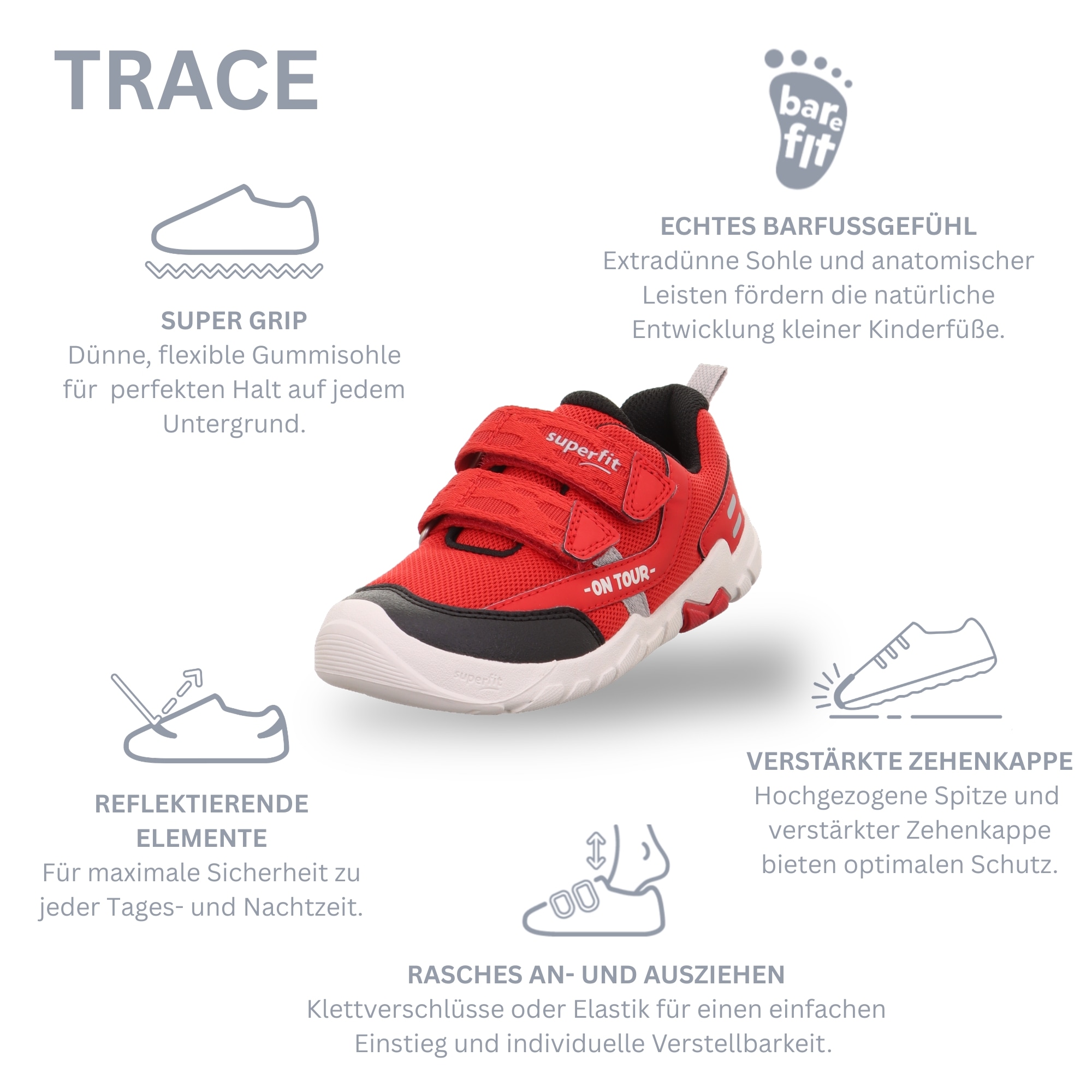 Superfit Sneaker »TRACE WMS: mittel«  Klettschuh, mit herausnehmbarer Einlage, Grössenschablone zum Download