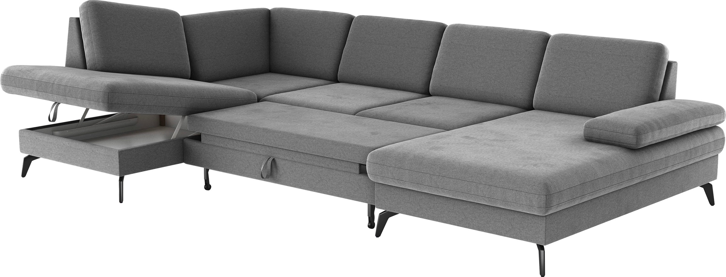 sit&more Wohnlandschaft »Morris U-Form, inkl. Sitztiefenverstellung«, wahlweise mit Armteilverstellung, Bettfunktion & Bettkasten