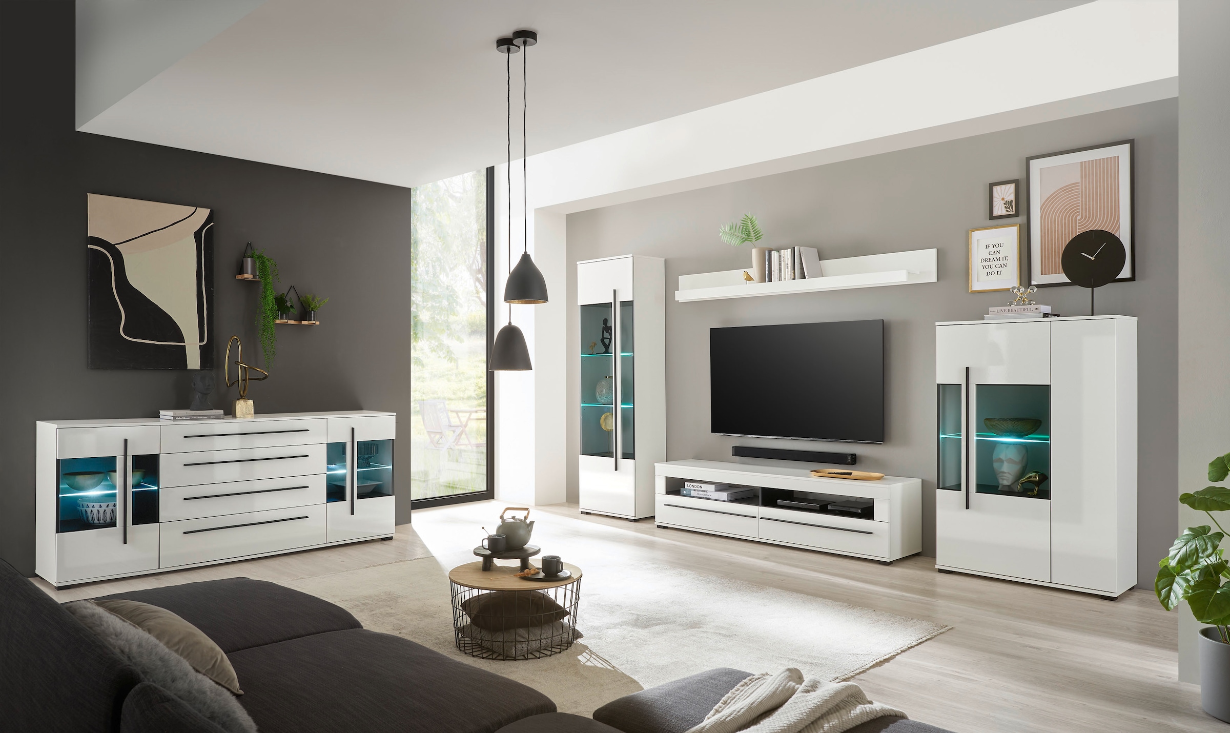 Home affaire Sideboard »Cantara, moderner Schrank, Kommode in Eiche Evoke oder weiss« schwarze Stangengriffe, ausreichend Stauraum, vielseitig einsetzbar