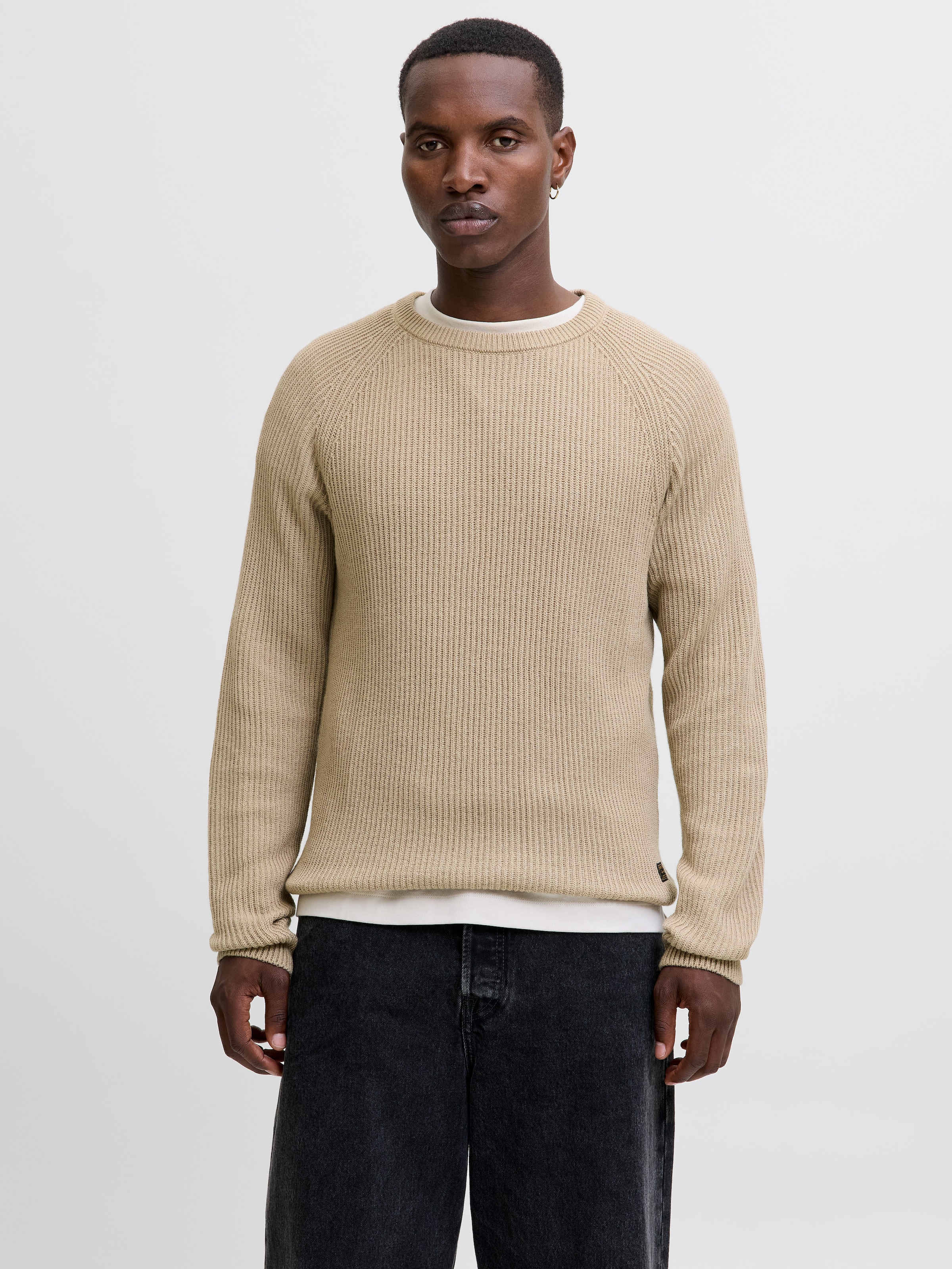 Image of Jack & Jones Rundhalspullover "JJPANNEL KNIT CREW NECK AW25"