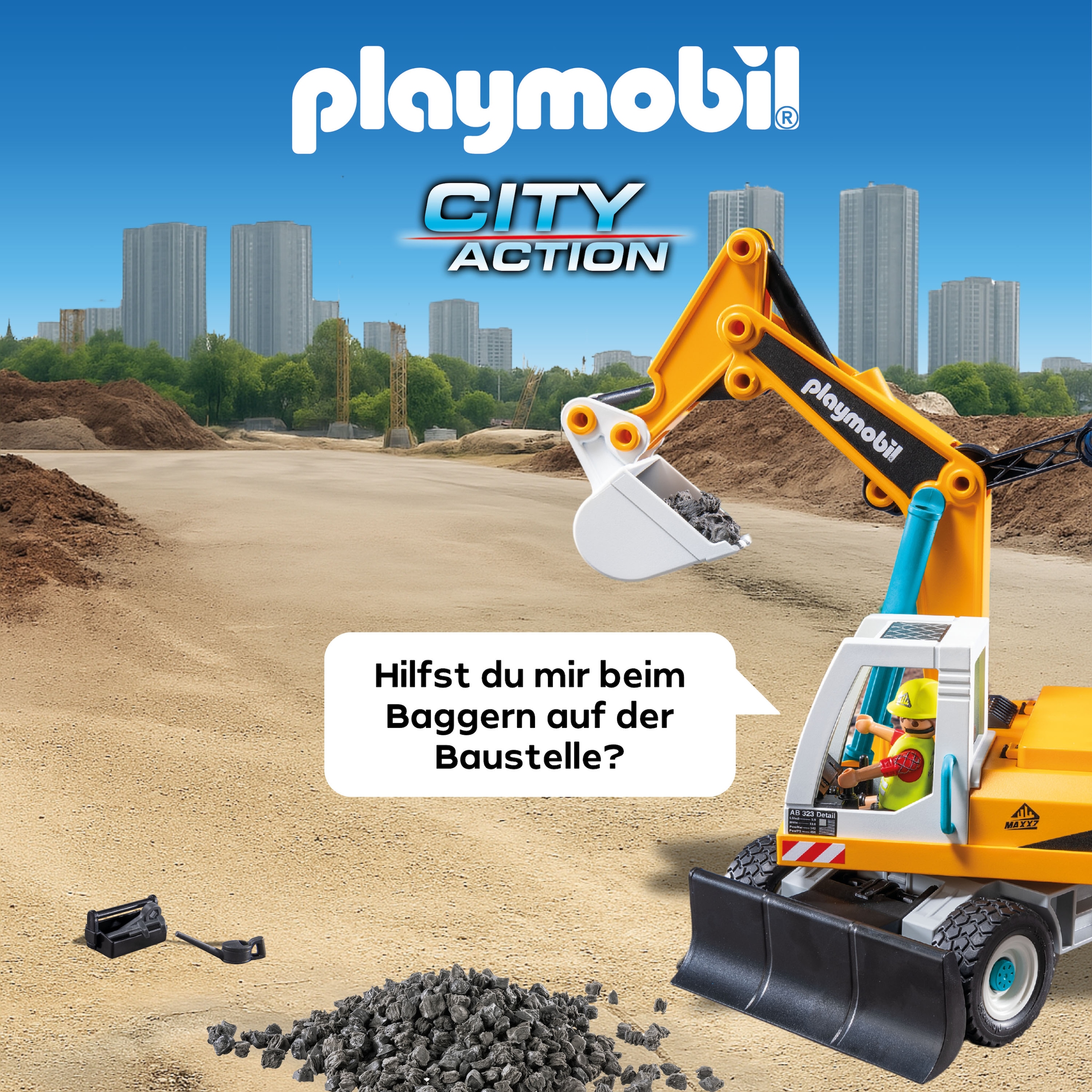 Playmobil® Konstruktions-Spielset »Grosser Bagger (71749), Playmobil Action Heroes« Made in Germany