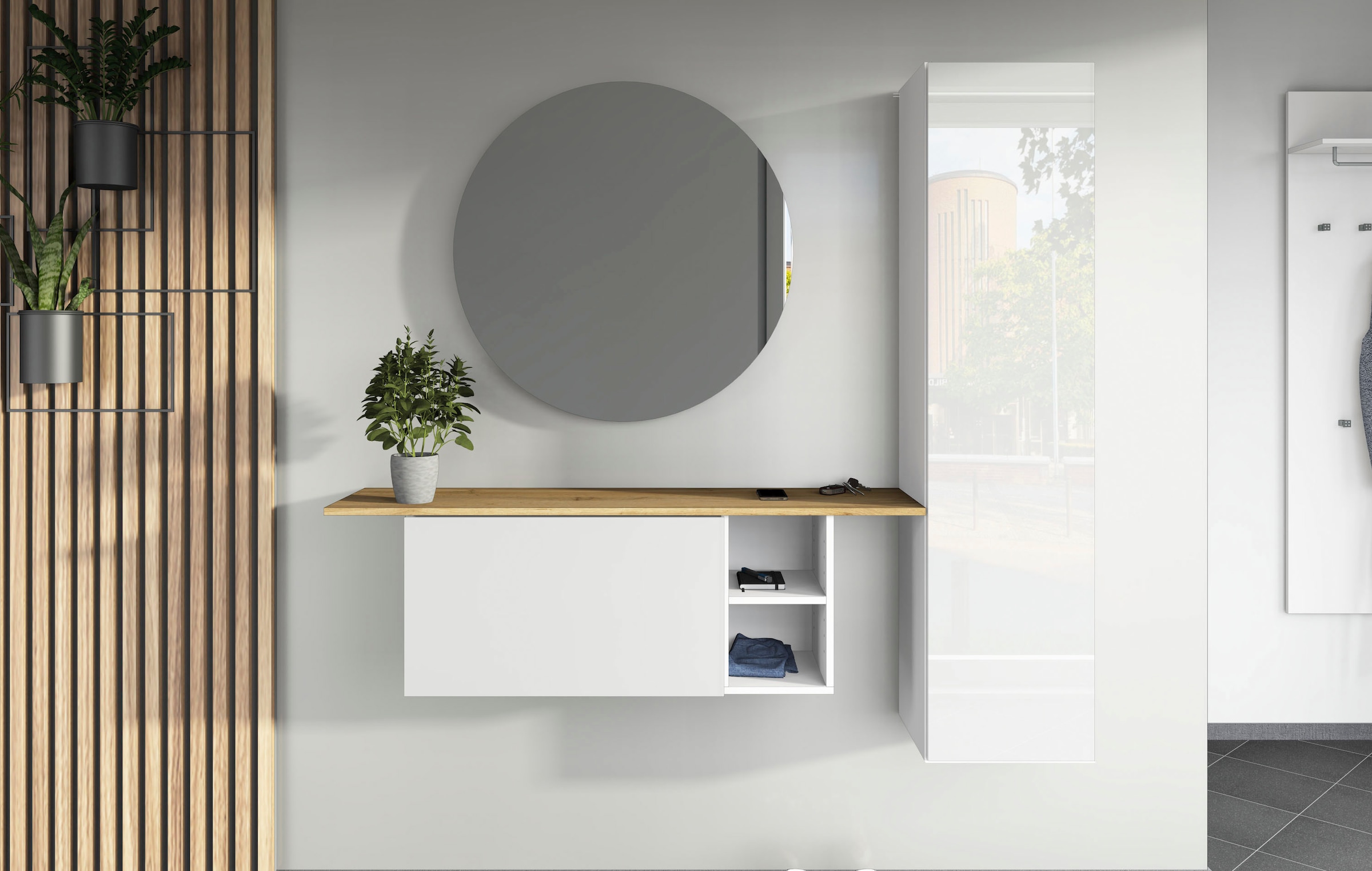 Image of borchardt Möbel Garderoben-Set "Toledo, moderne Garderobe mit Spiegel, Schminktisch mit Regalfächern" Komplett-Set