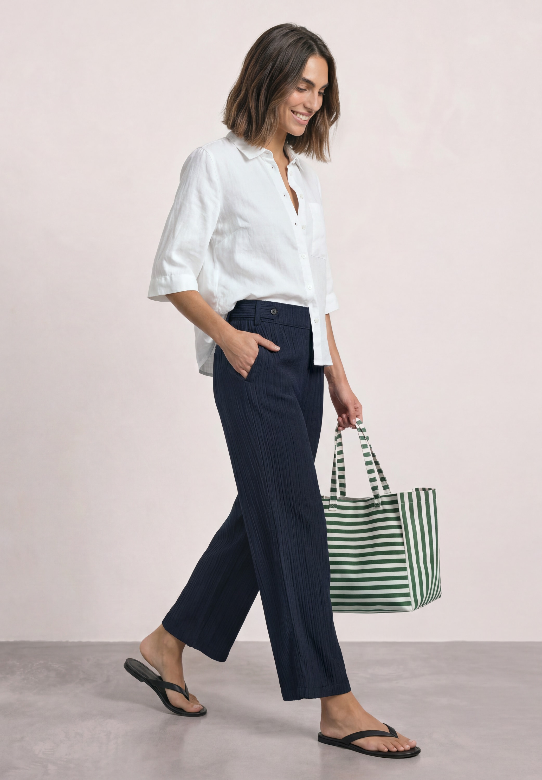 STREET ONE Pantalon en tissu  avec structure froissée Crinkle Crash