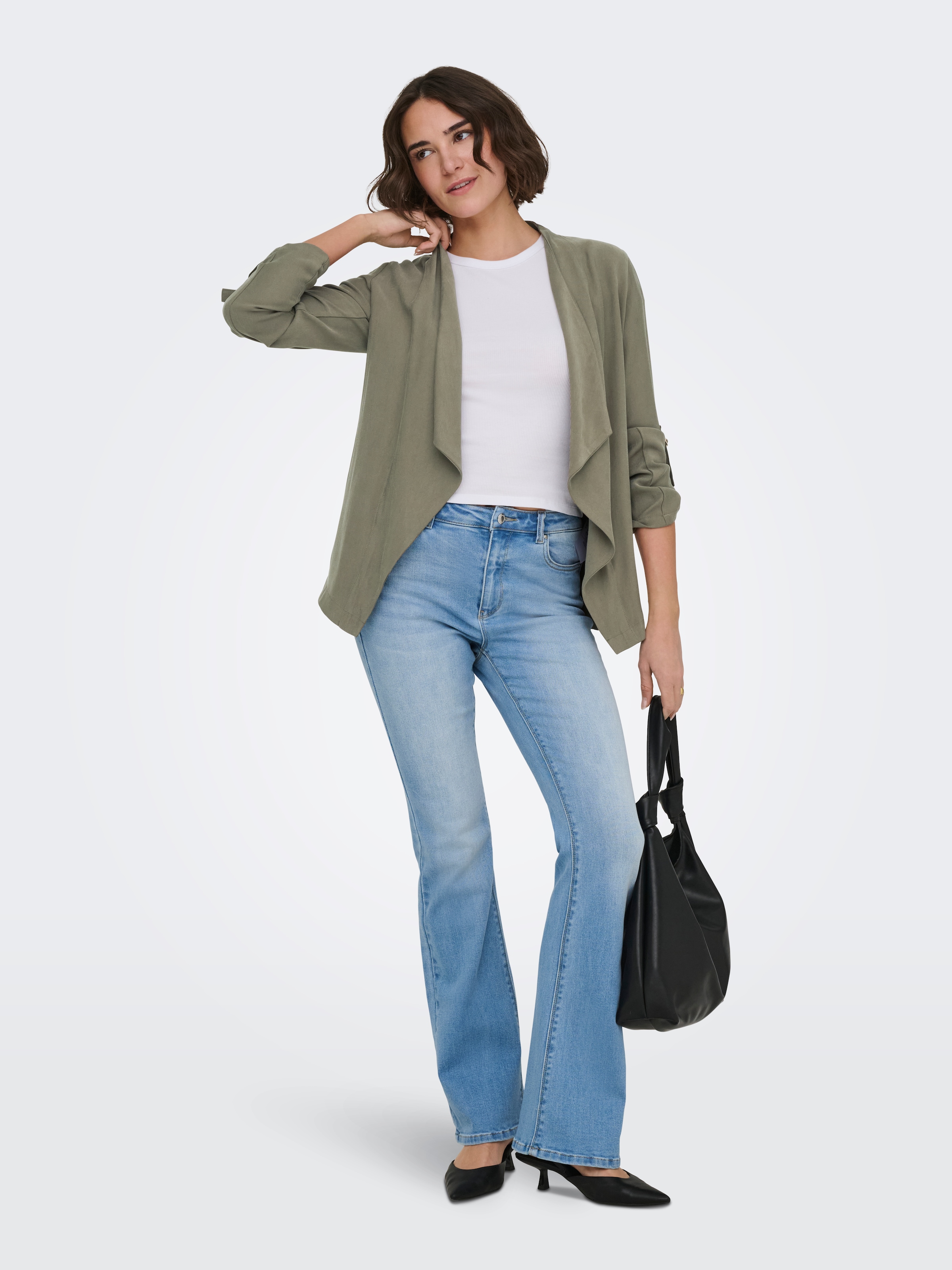ONLY Veste chemisier »ONLLALIA 3/4 OPEN JACKET PNT« mélange de viscose