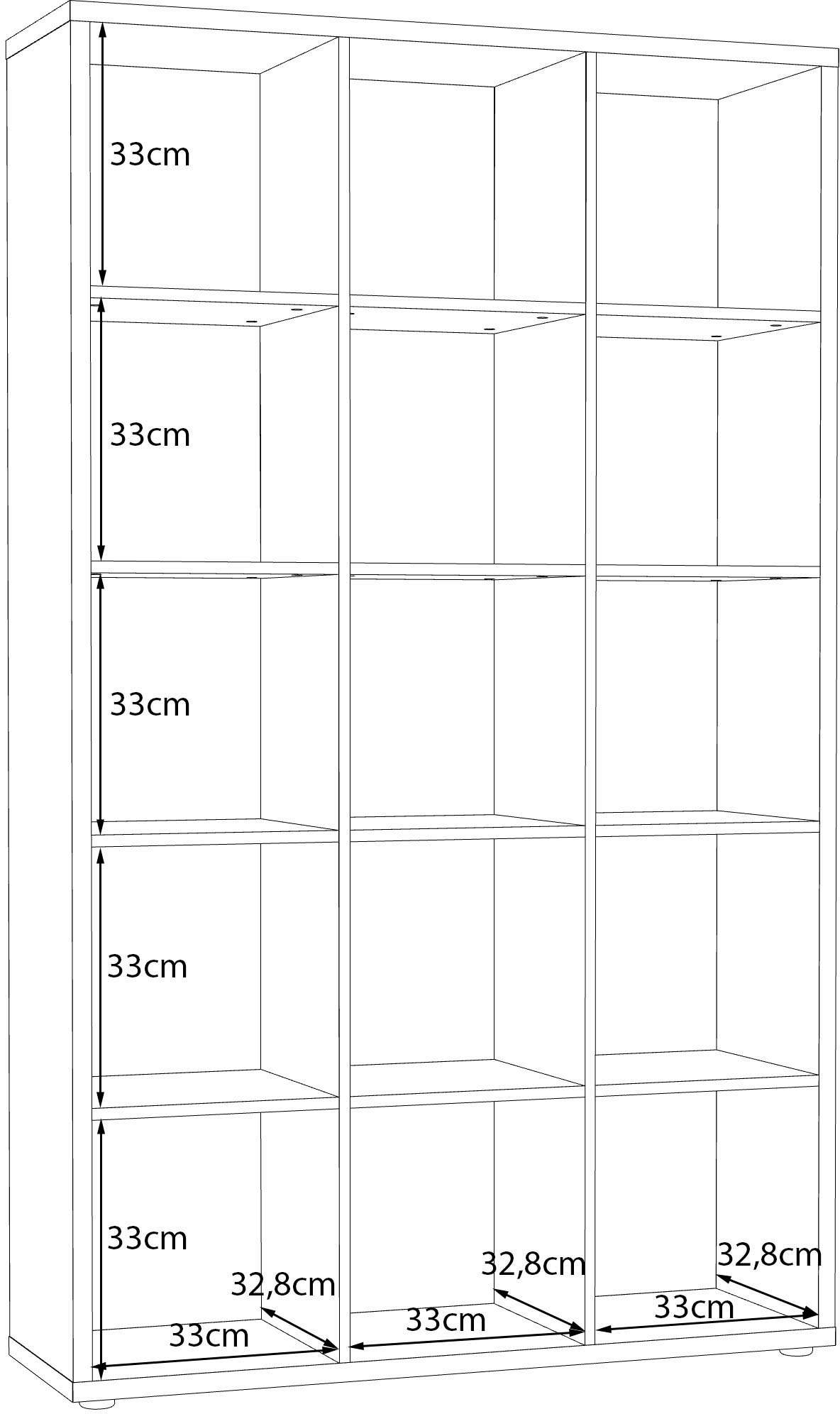 FORTE Standregal »Mauro, Raumteiler, sorgt für Stil und Ordnung« B/H/T ca: 107/176/ 32cm,  5 Fächer, Jedes Fach ist bis zu 5 kg belastbar, Fachgrösse 33x33cm